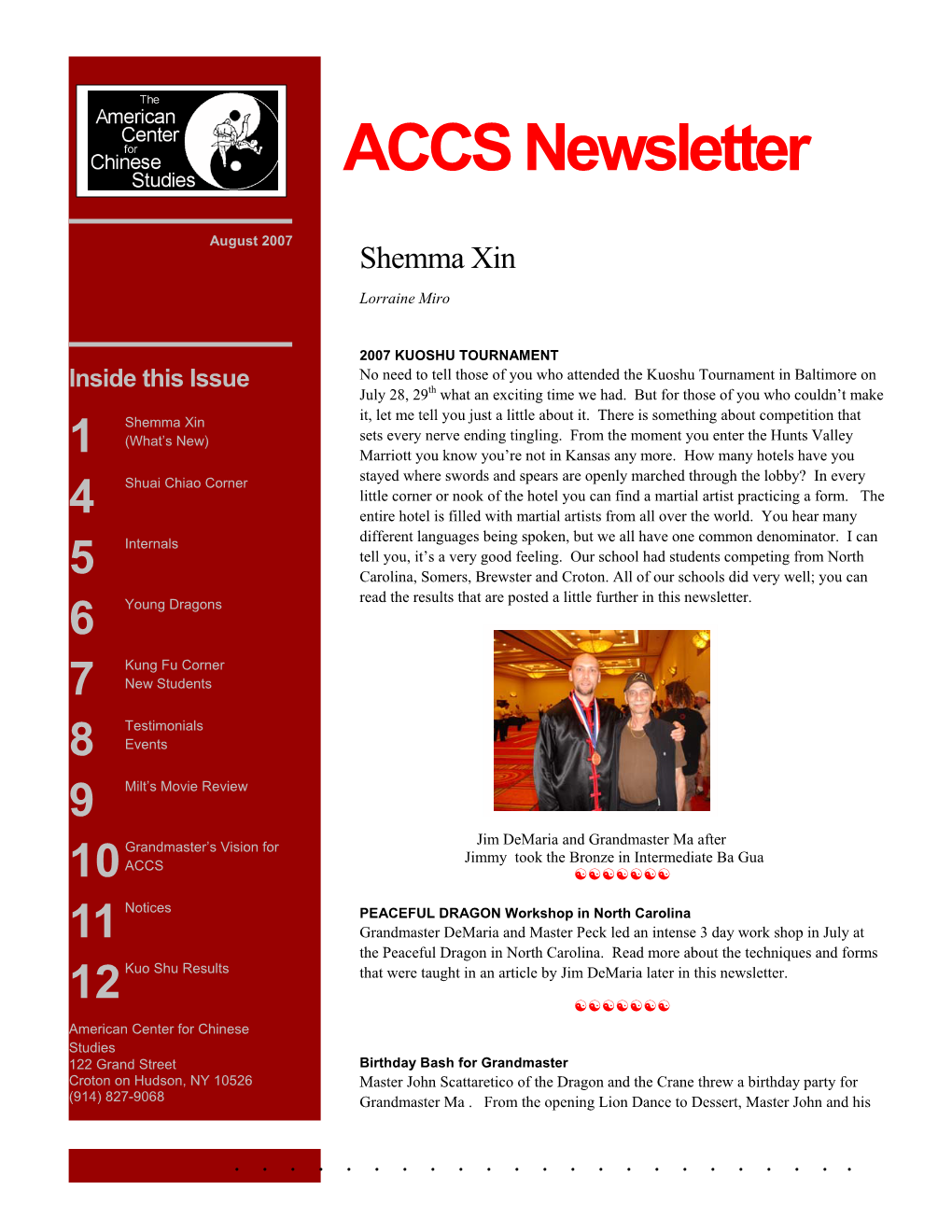 ACCS Newsletter