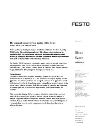 Festo AG & Co. KG P. O. Box 73726 Esslingen Phone+49 711 347-4032 Ruiter Straße 82 73734