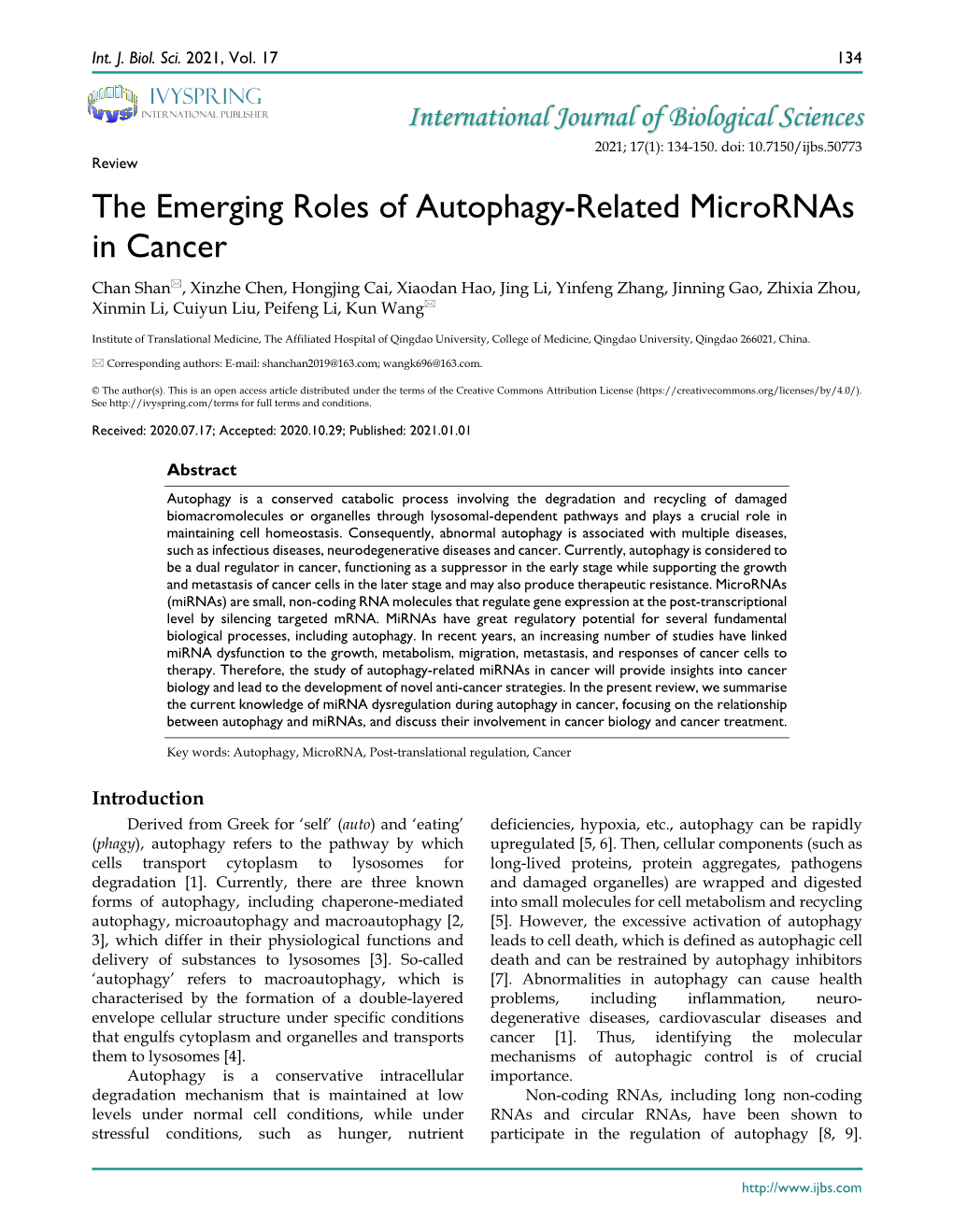 The Emerging Roles of Autophagy-Related Micrornas In