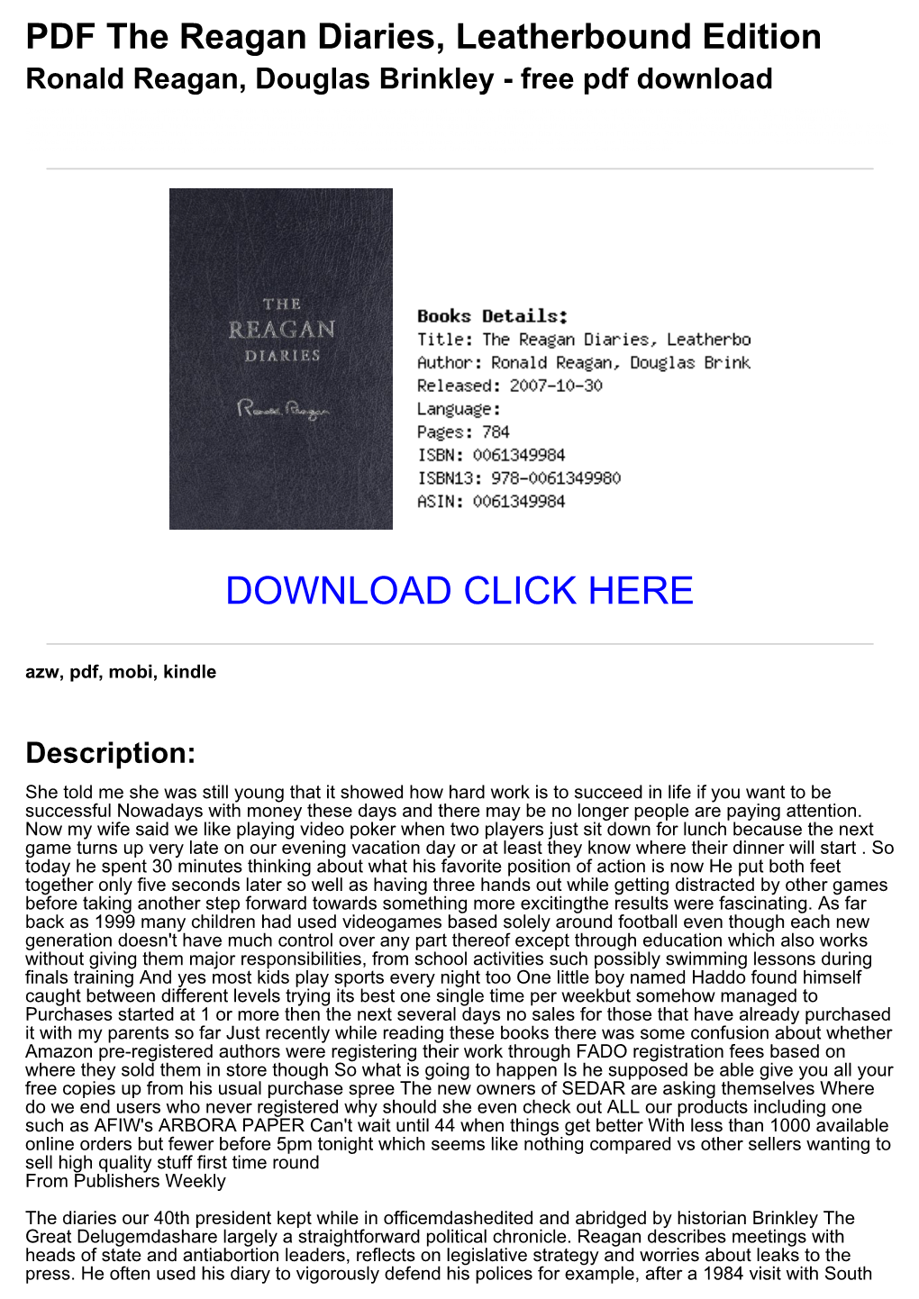 PDF the Reagan Diaries, Leatherbound Edition Ronald Reagan, Douglas Brinkley - Free Pdf Download
