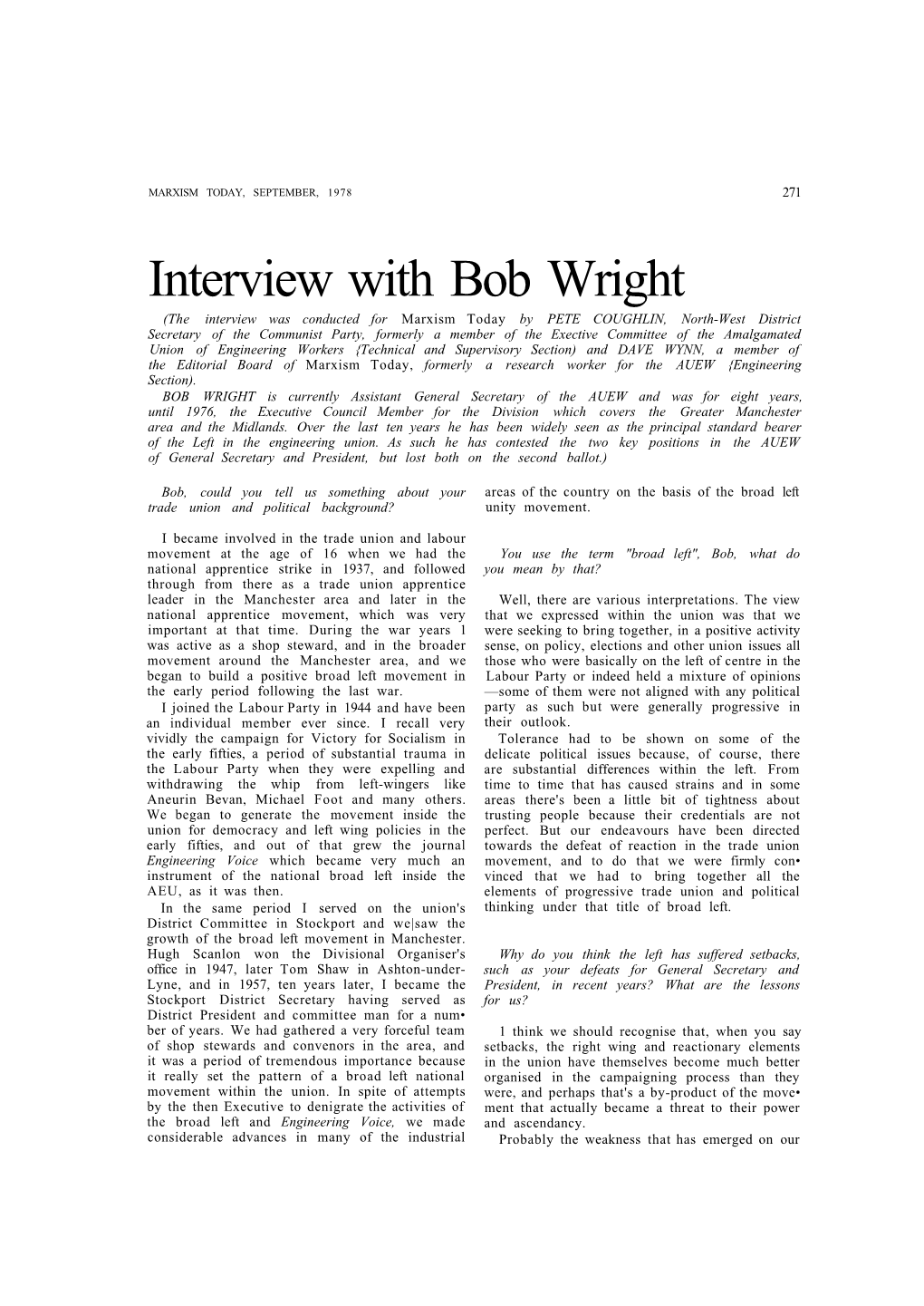 Interview with Bob Wright