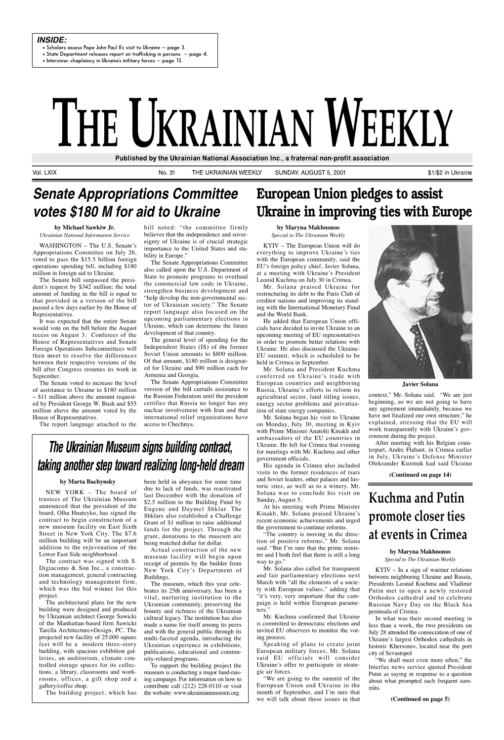 The Ukrainian Weekly 2001, No.31