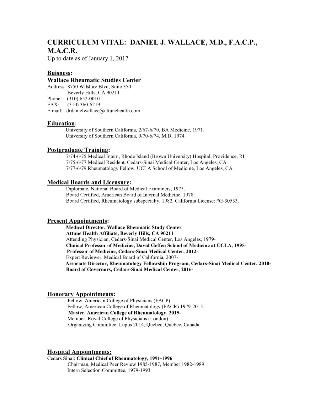 Curriculum Vitae: Daniel J