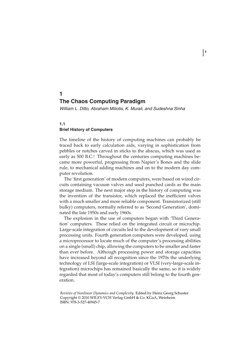 1 the Chaos Computing Paradigm William L