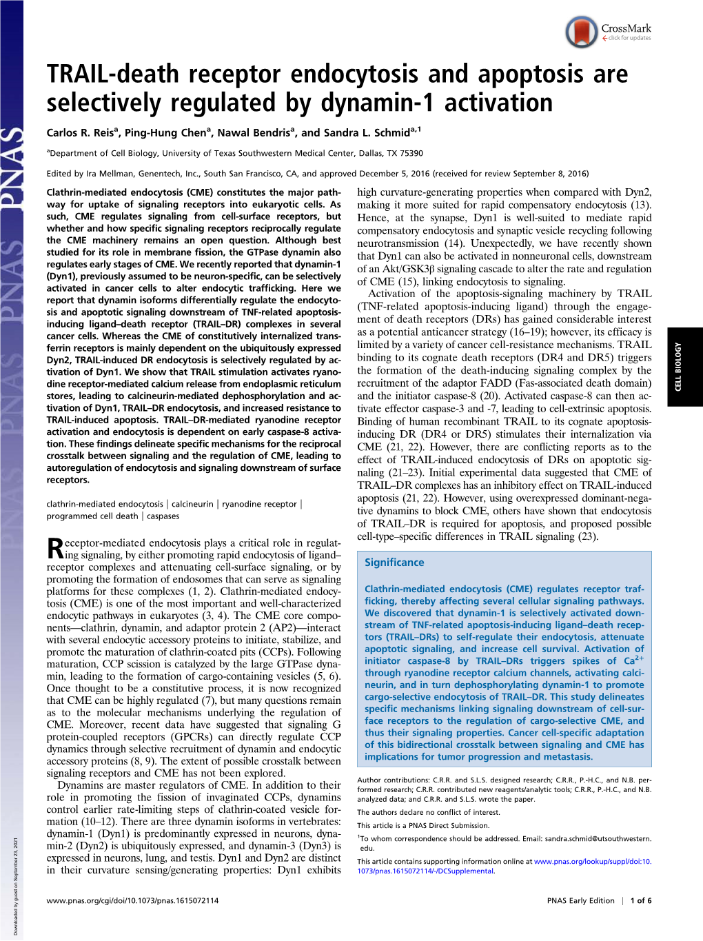 TRAIL-Death Receptor Endocytosis and Apoptosis Are Selectively Regulated by Dynamin-1 Activation