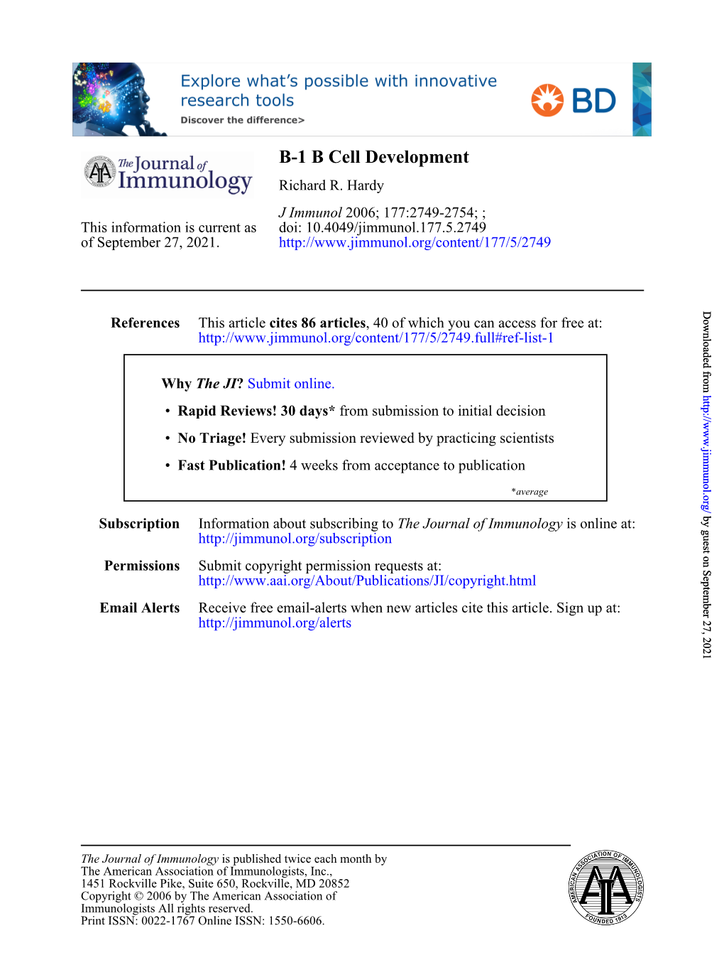 B-1 B Cell Development Richard R