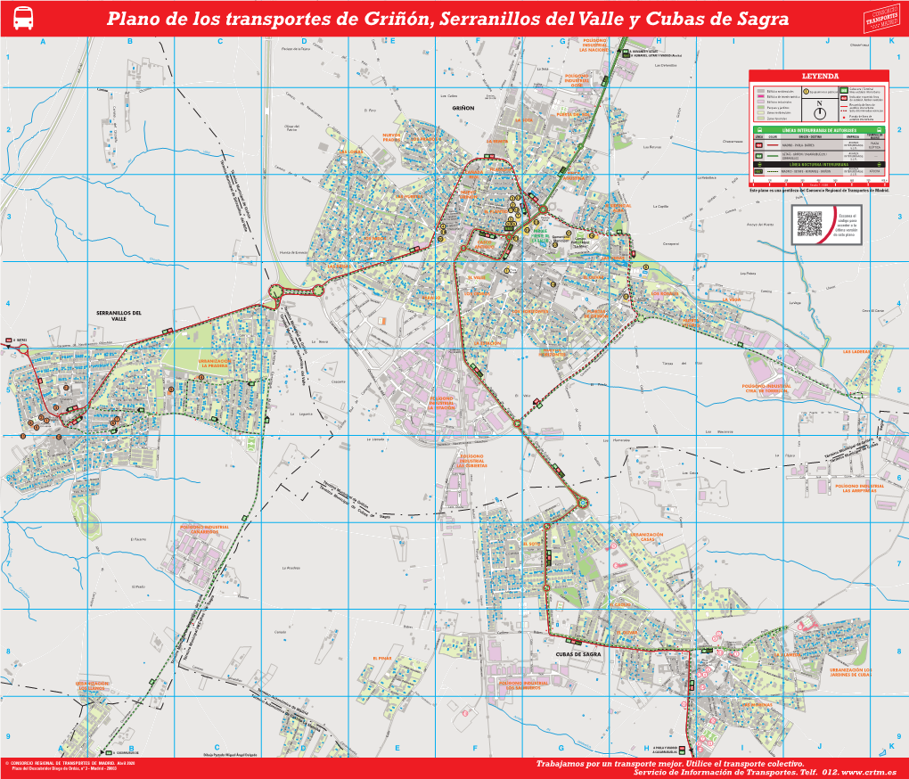 Plano De Los Transportes De Griñón, Serranillos Del Valle Y Cubas De