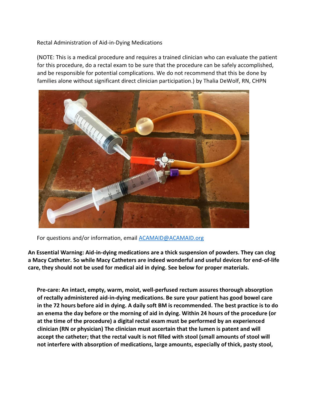 Rectal Administration of Aid-In-Dying Medications