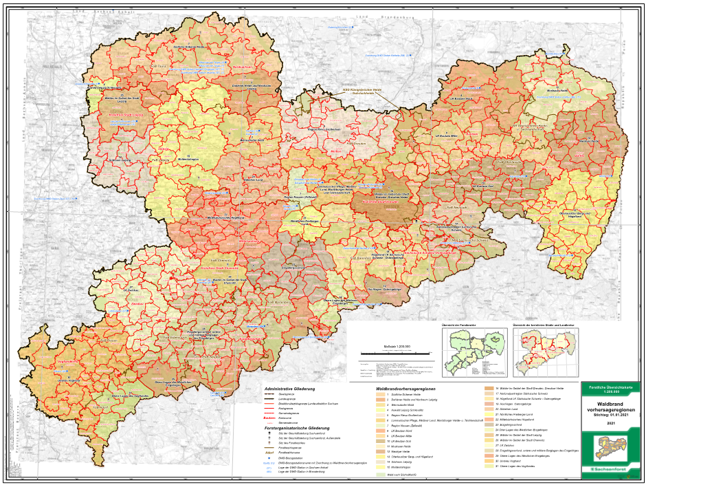 Karte Der Waldbrandvorhersageregionen In