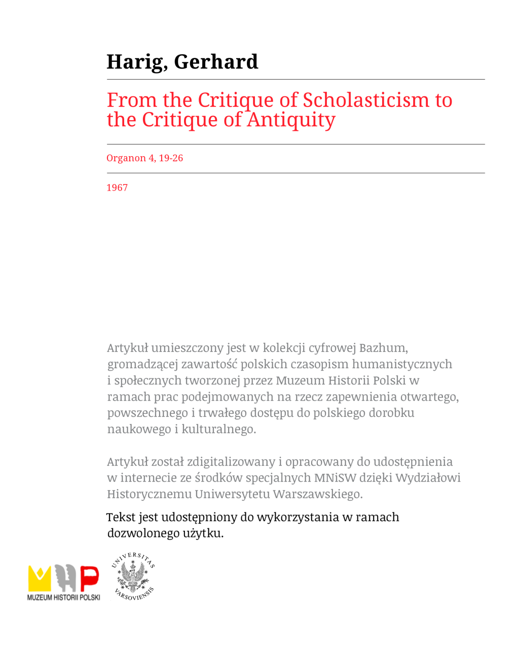 From the Critique of Scholasticism to the Critique of Antiquity