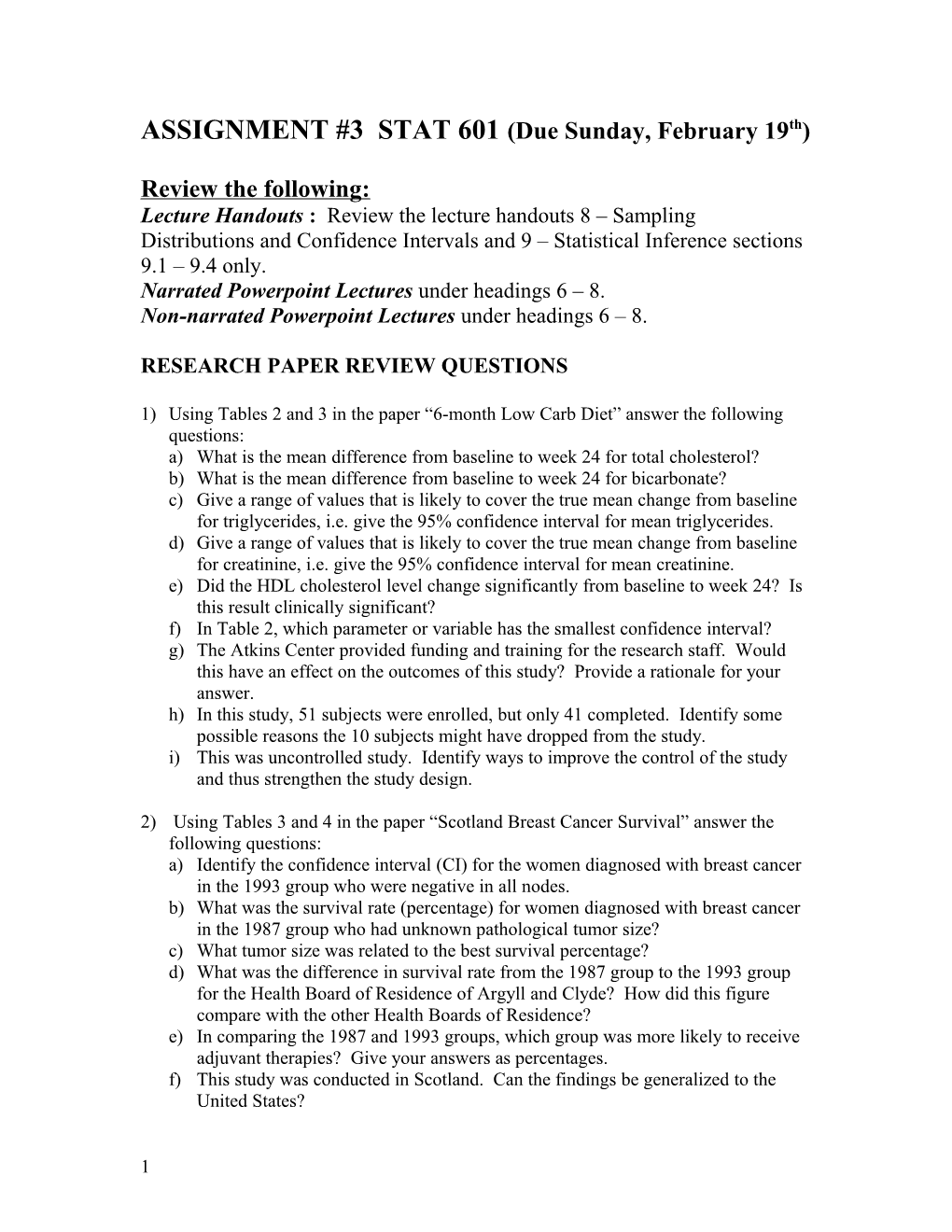 Sampling Distribution And Confidence Interval Problems