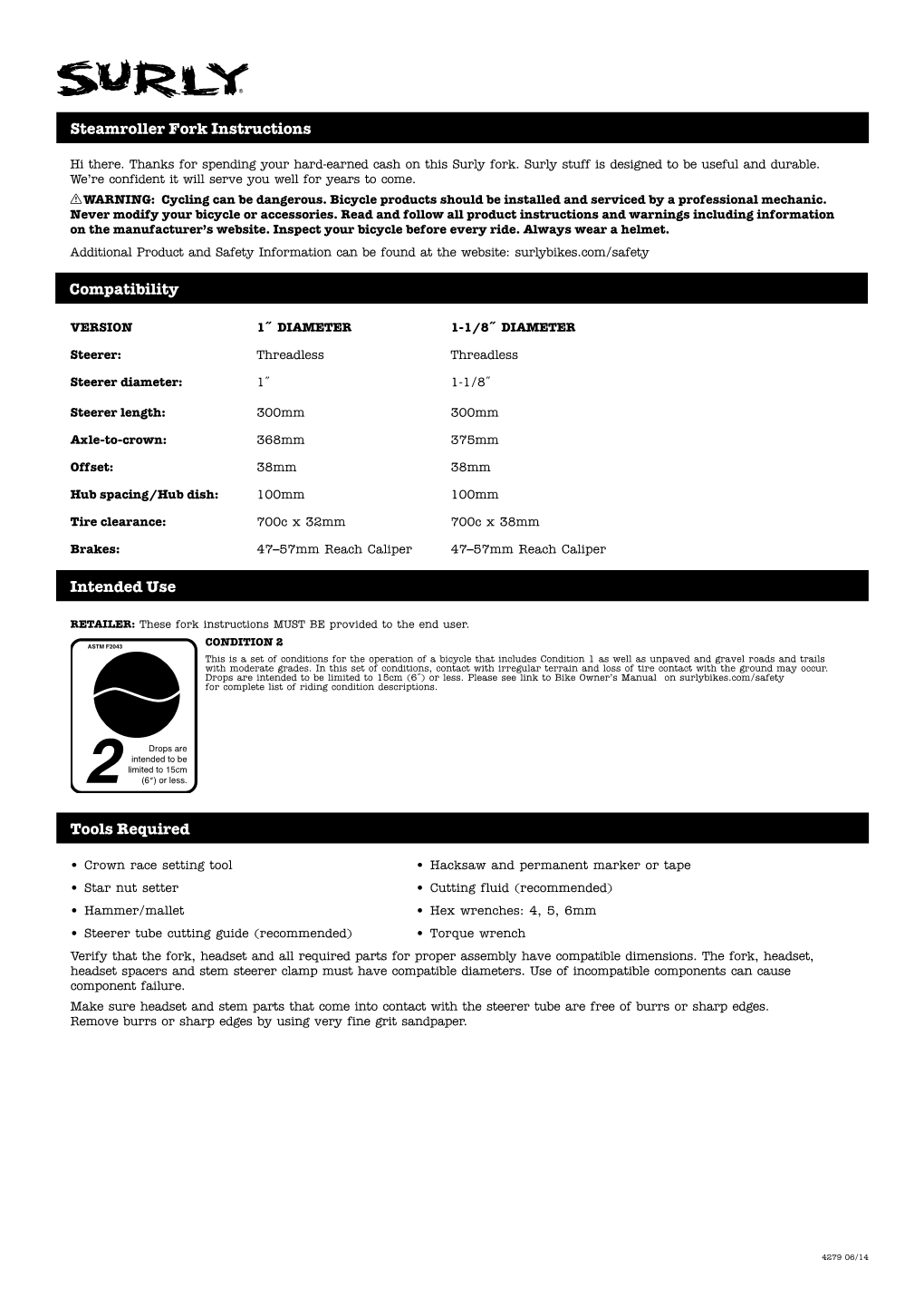 Steamroller Fork Instructions Tools Required