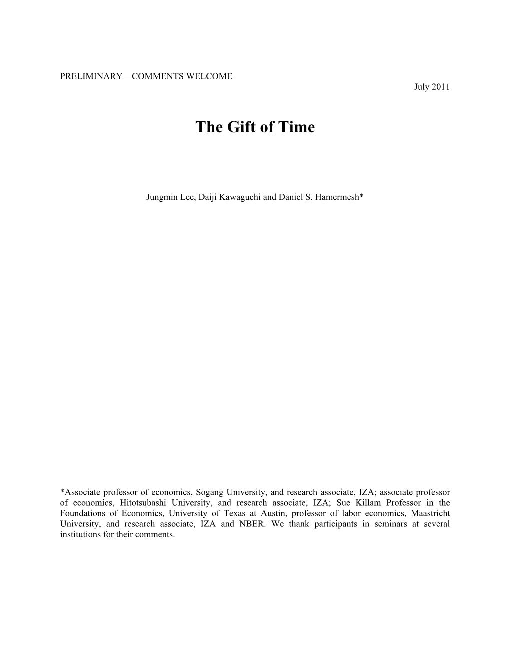 The Gift of Time