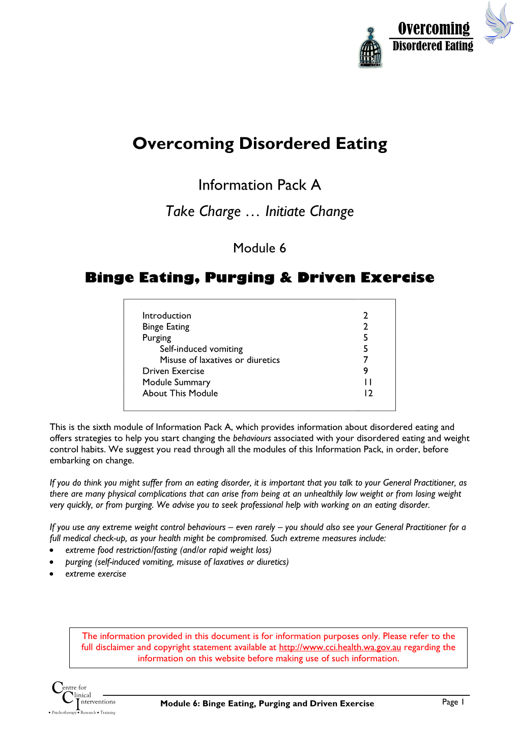 Module 6 Binge Eating, Purging and Driven Exercise