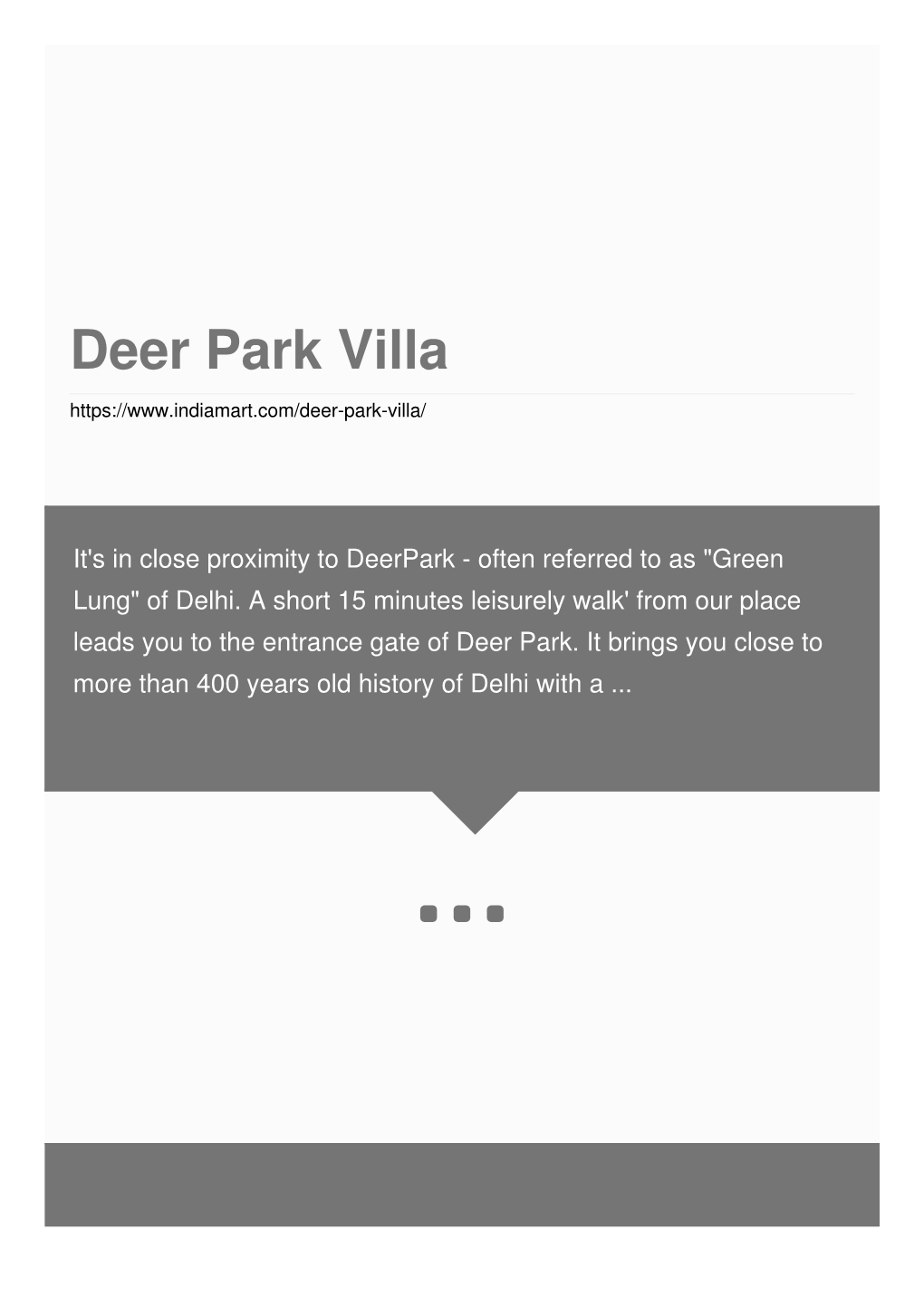 Deer Park Villa