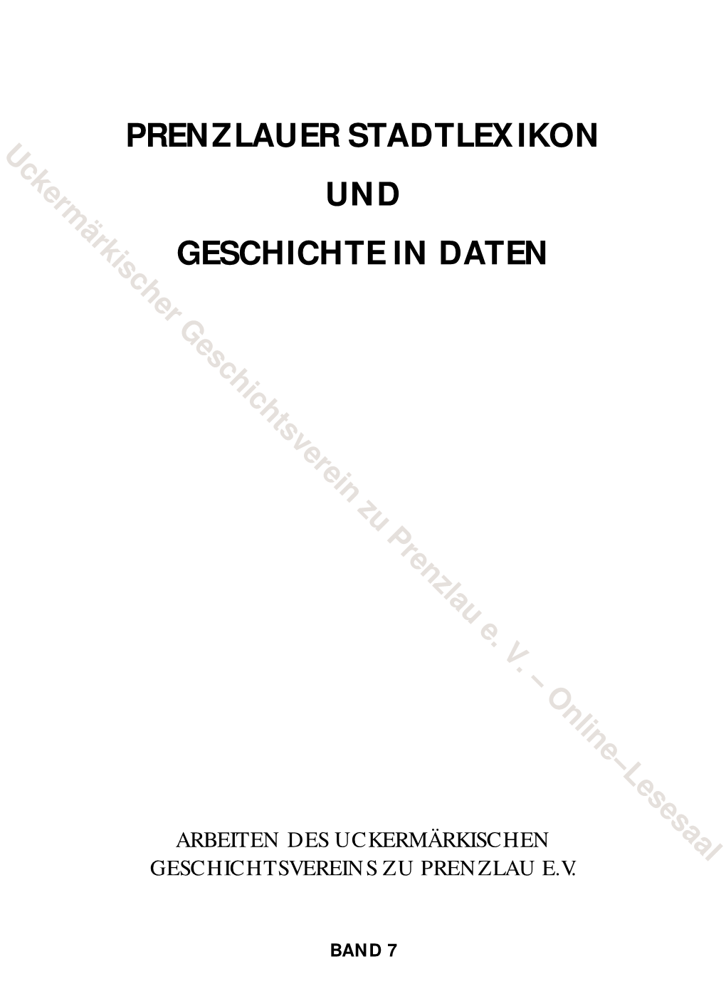 Prenzlauer Stadtlexikon Und Geschichte in Daten