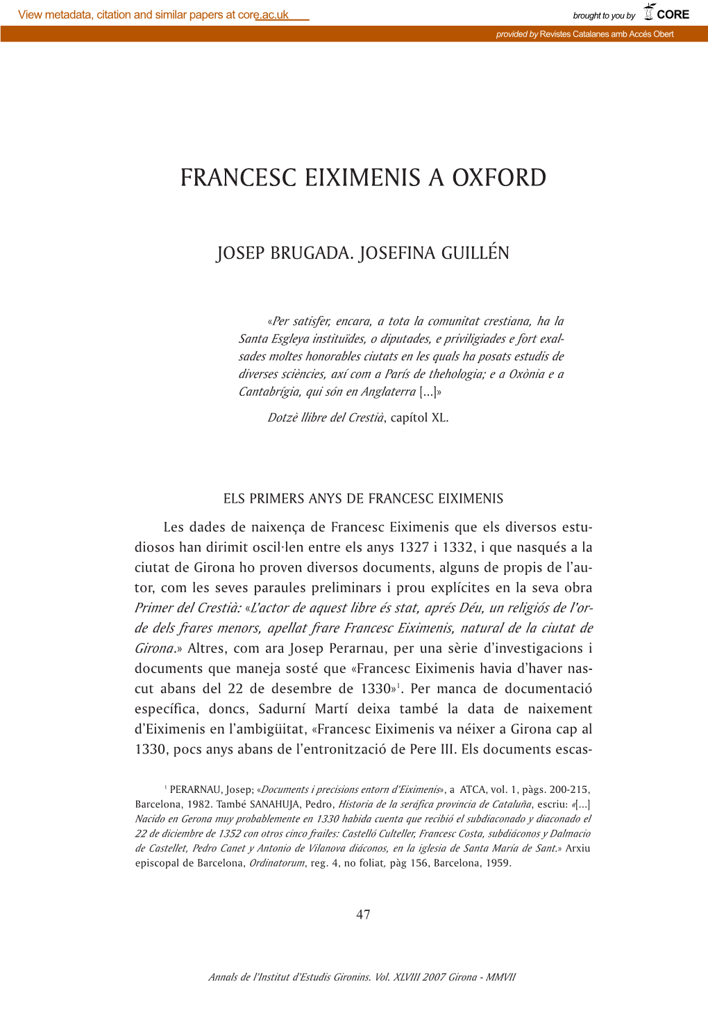 Francesc Eiximenis a Oxford