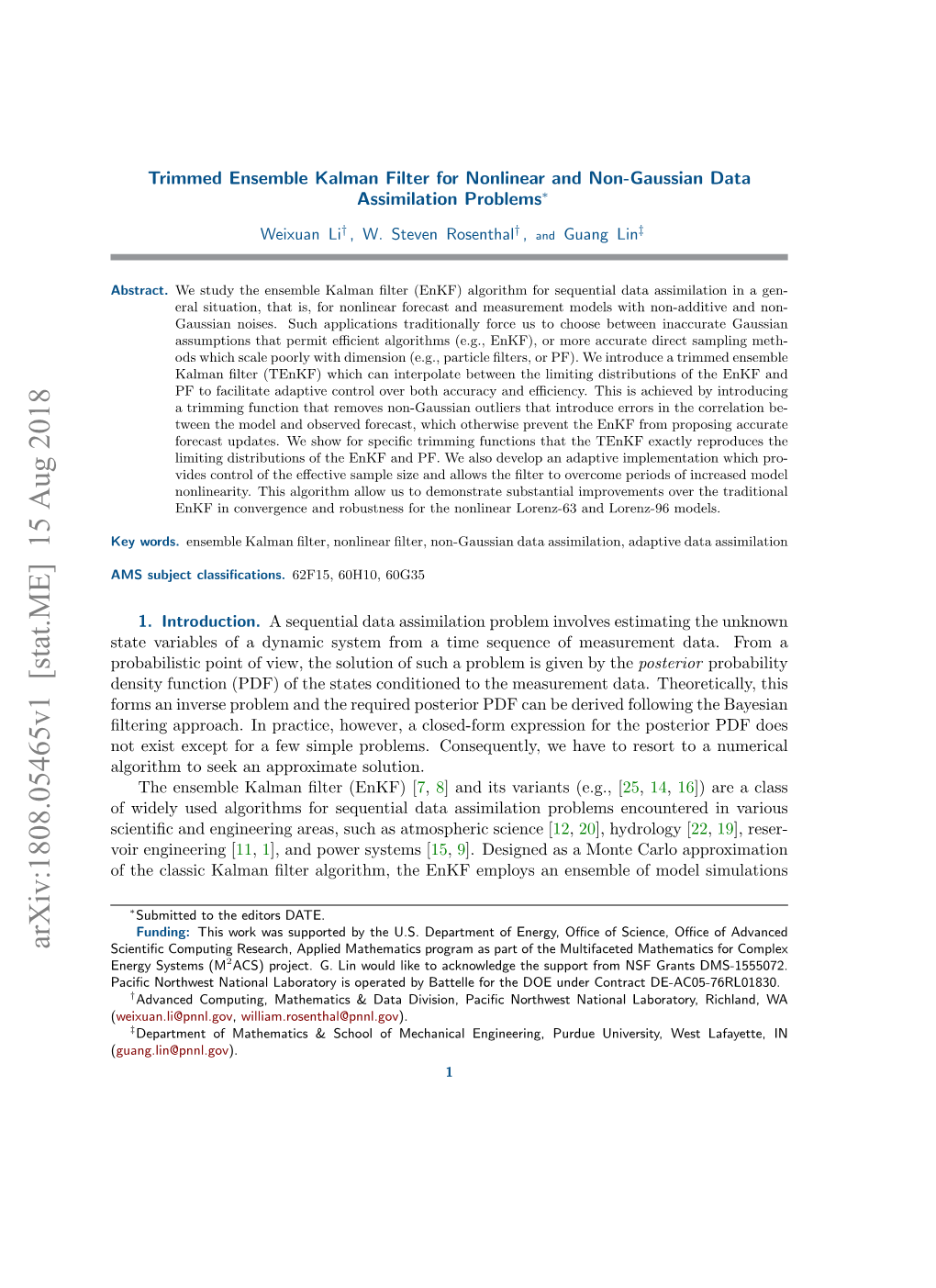 Trimmed Ensemble Kalman Filter for Nonlinear and Non-Gaussian Data Assimilation Problems∗