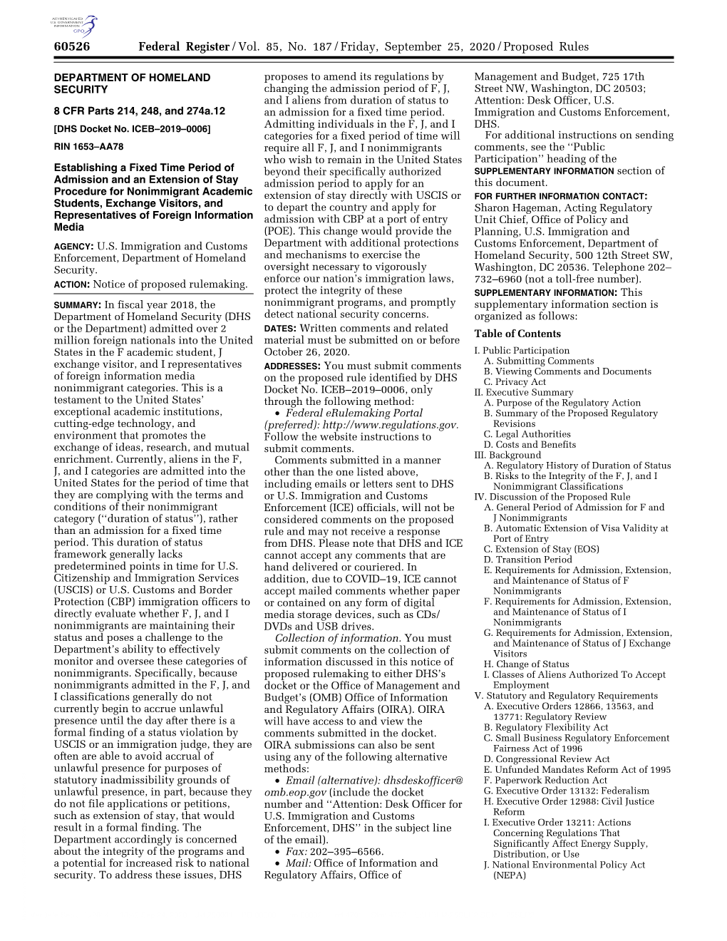 Federal Register/Vol. 85, No. 187/Friday, September 25, 2020