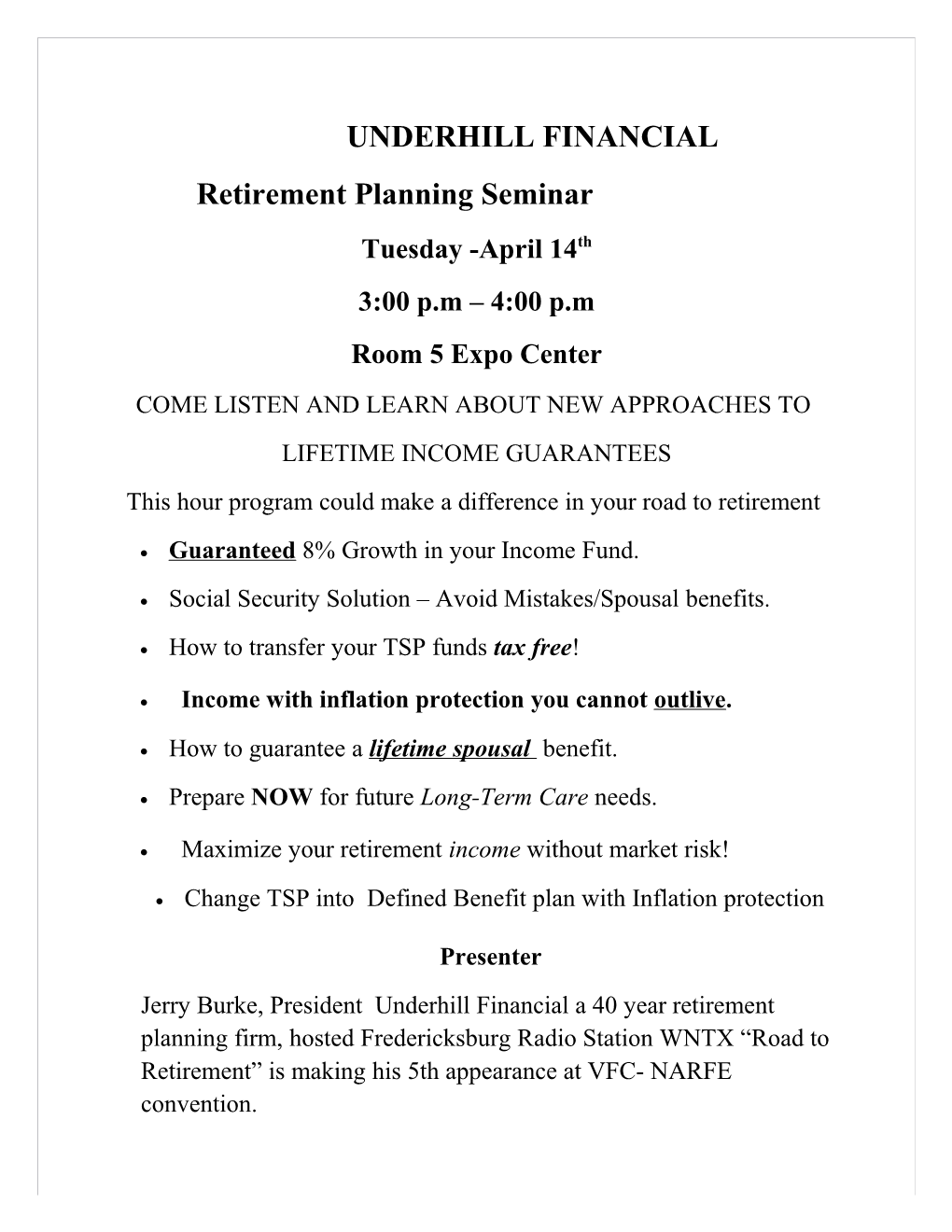 Retirement Planning Seminar