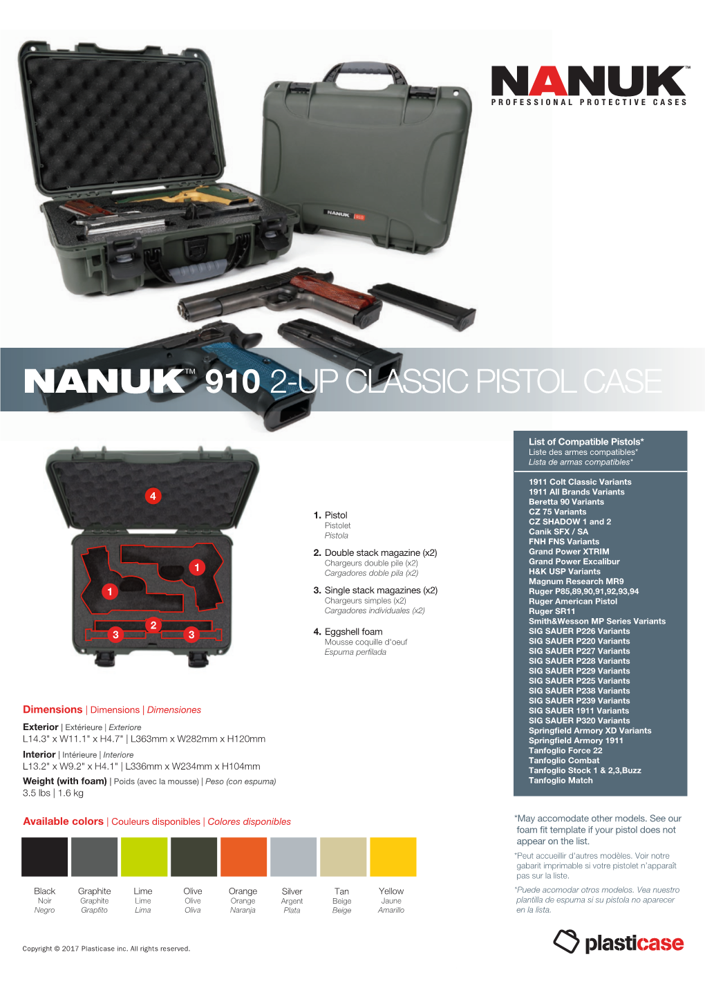 Nanuk™ 910 2-Up Classic Pistol Case