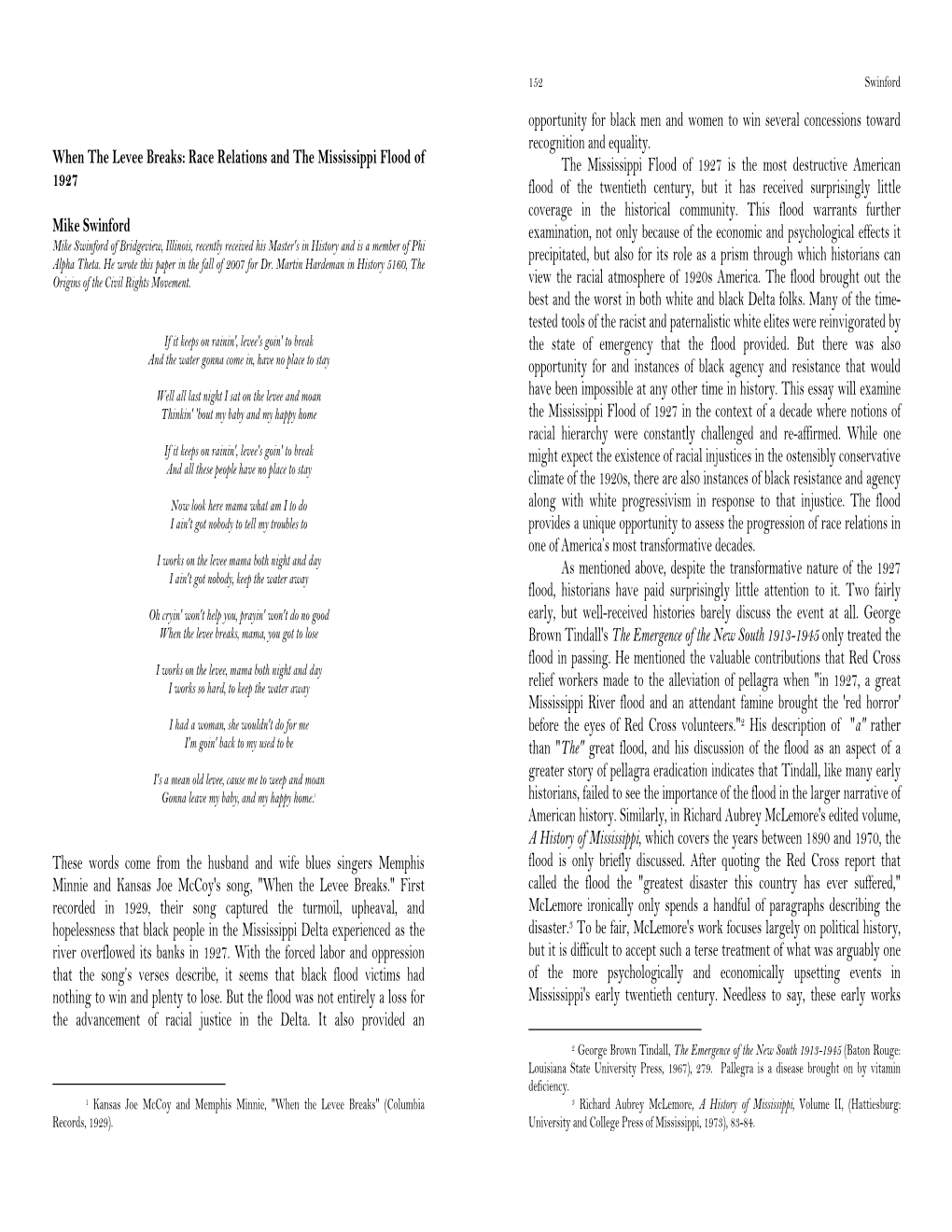 Race Relations and the Mississippi Flood of 1927