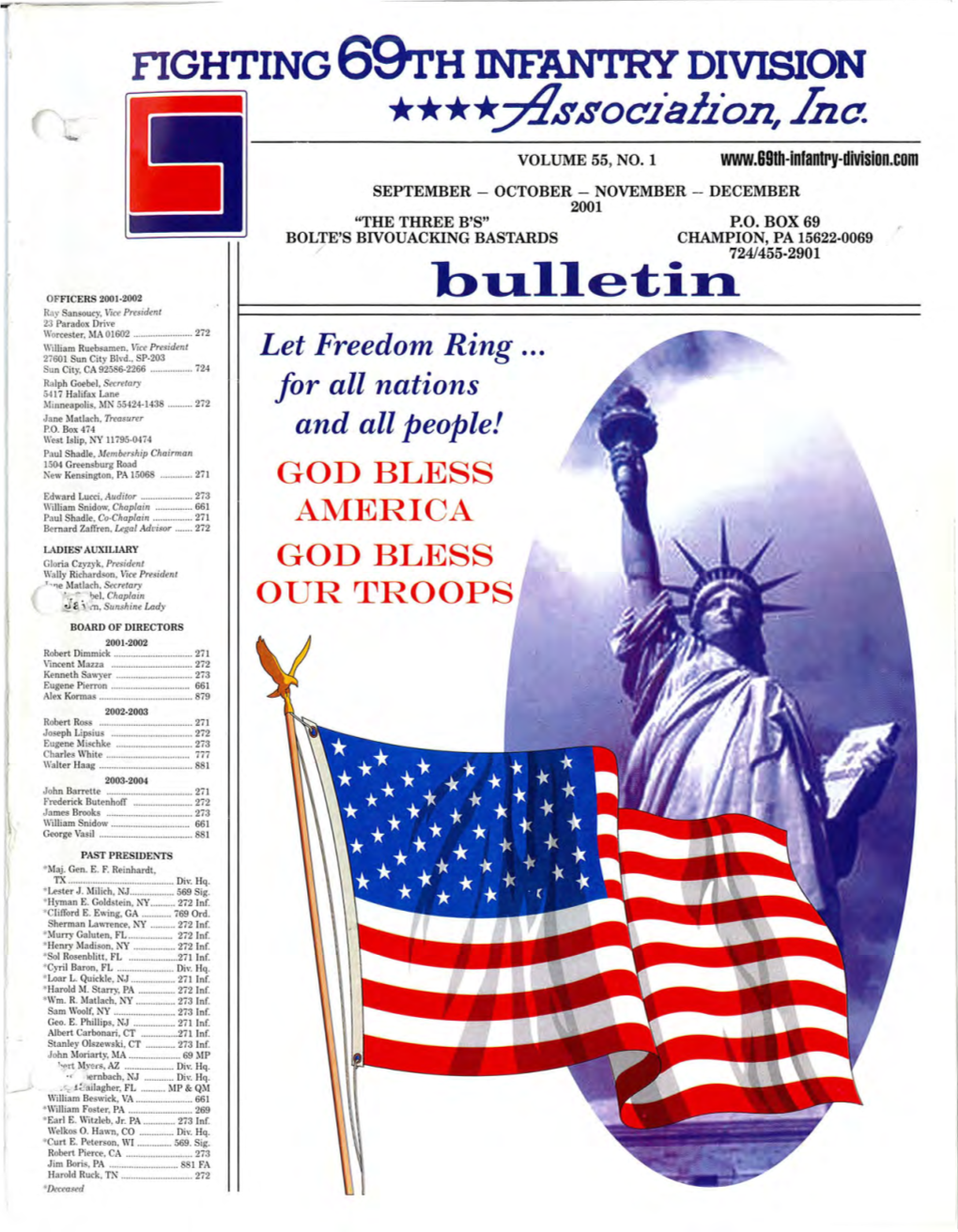 The Fighting 69Th Infantry Division Association, Inc. Vol. 55 No. 1 Sep-Dec 2001