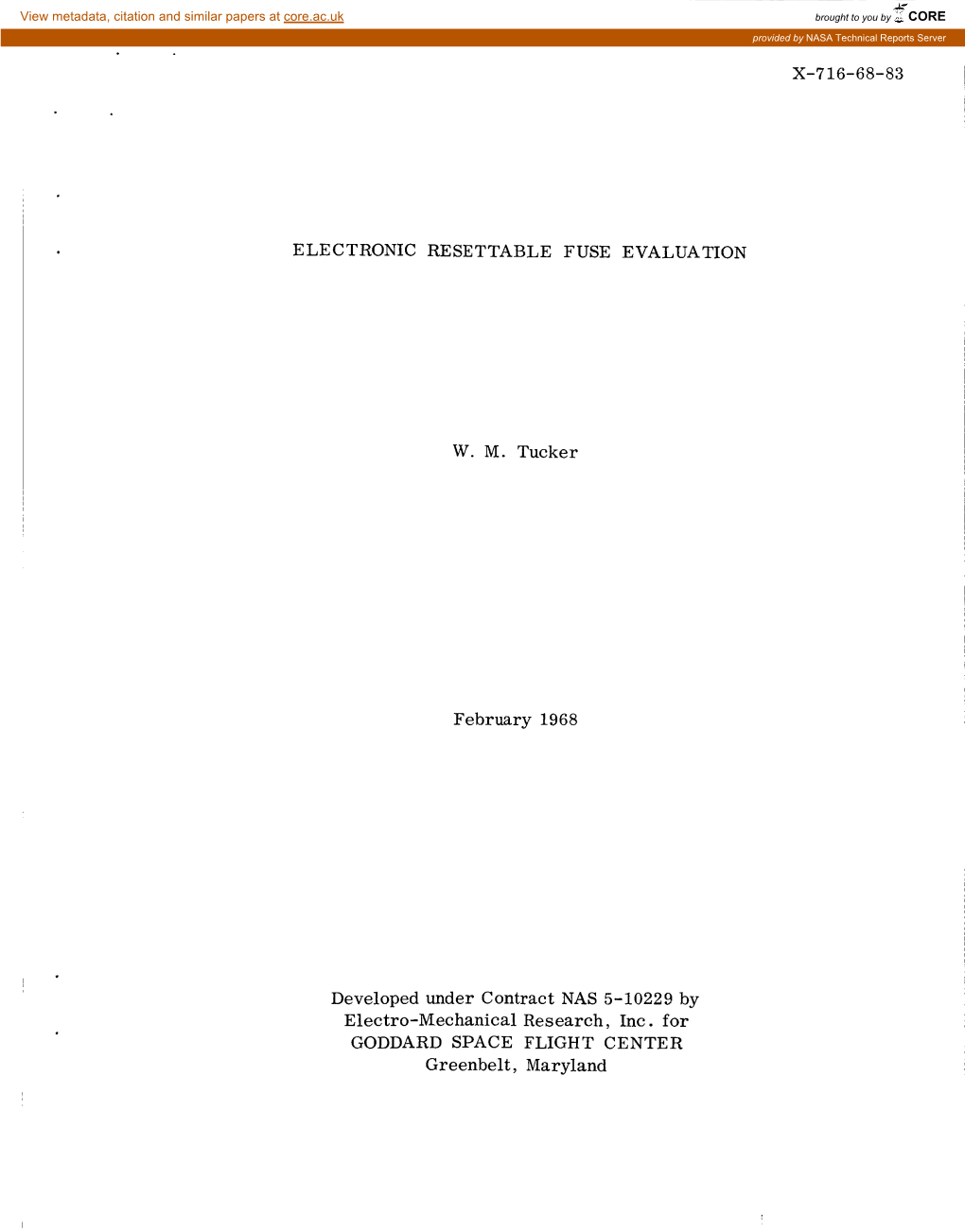 X-716-68-83 Electronic Resettable Fuse Evaluation