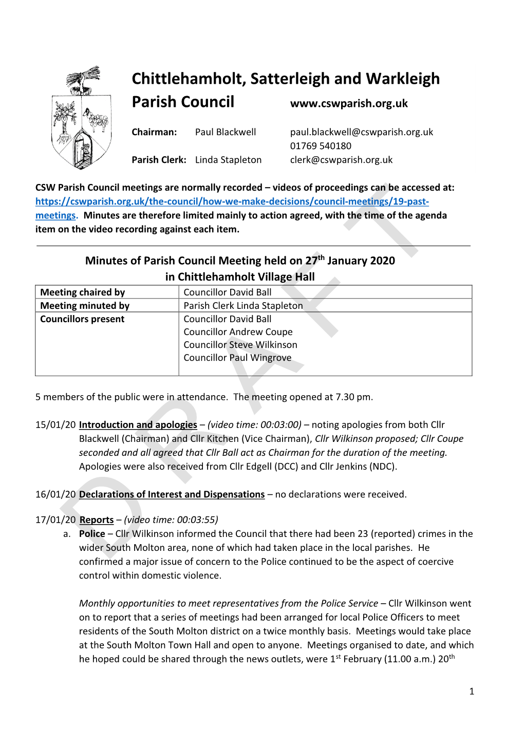 Chittlehamholt, Satterleigh and Warkleigh Parish Council