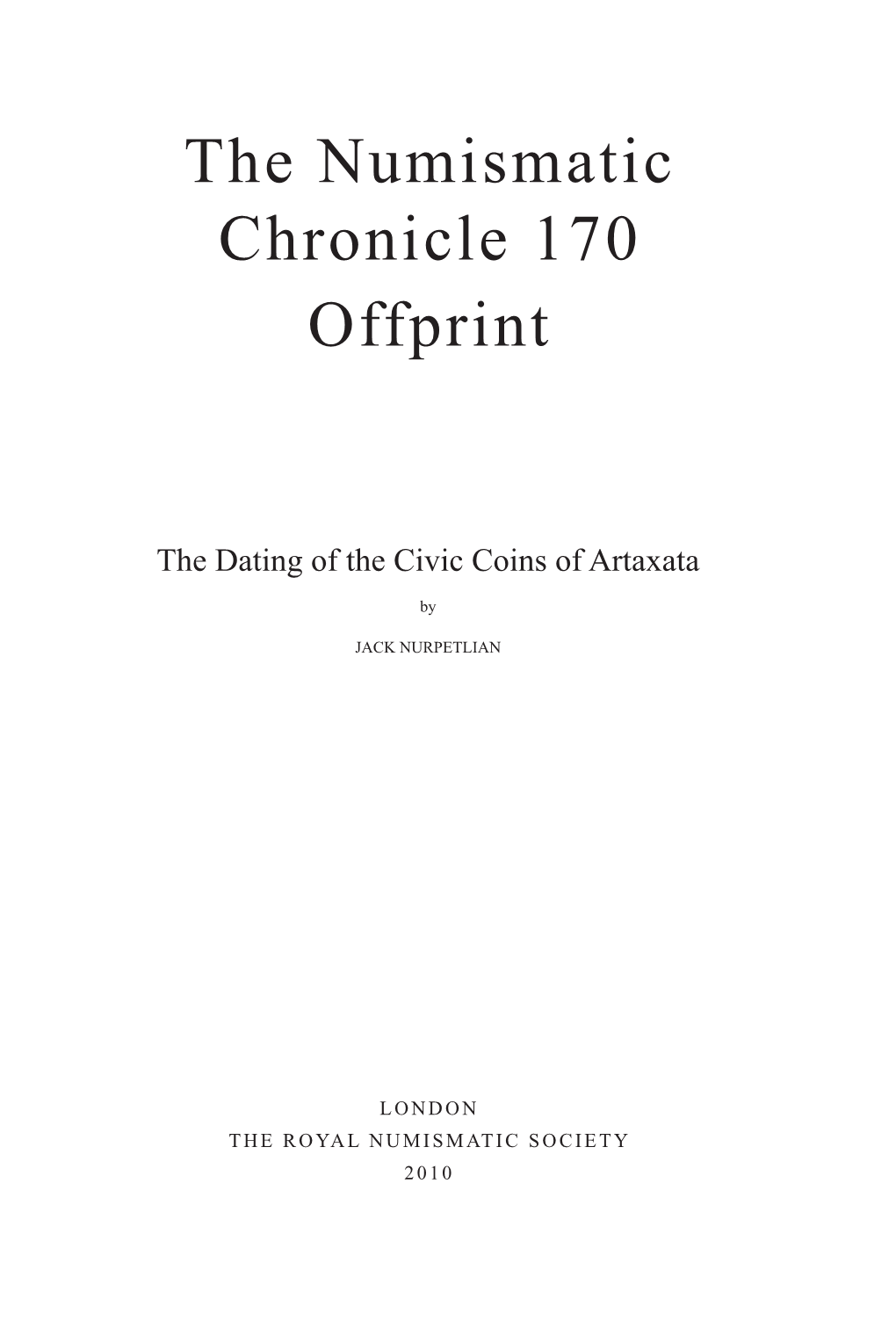 The Numismatic Chronicle 170 Offprint