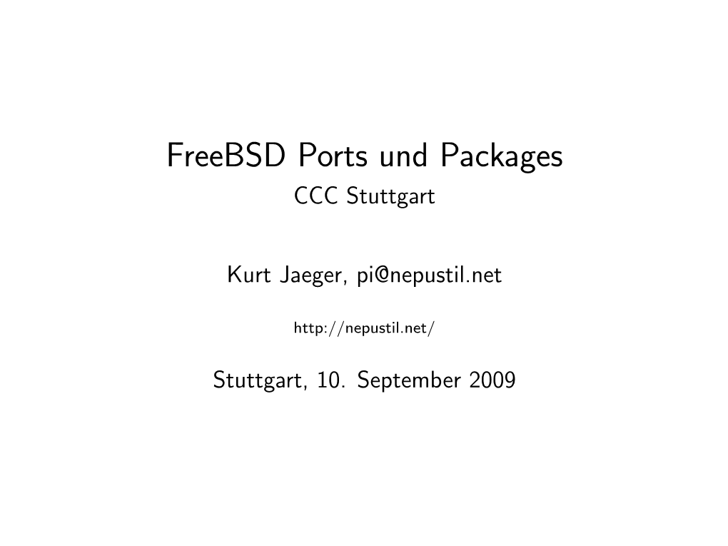 Freebsd Ports Und Packages CCC Stuttgart