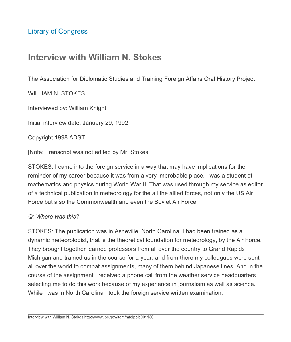 Interview with William N. Stokes