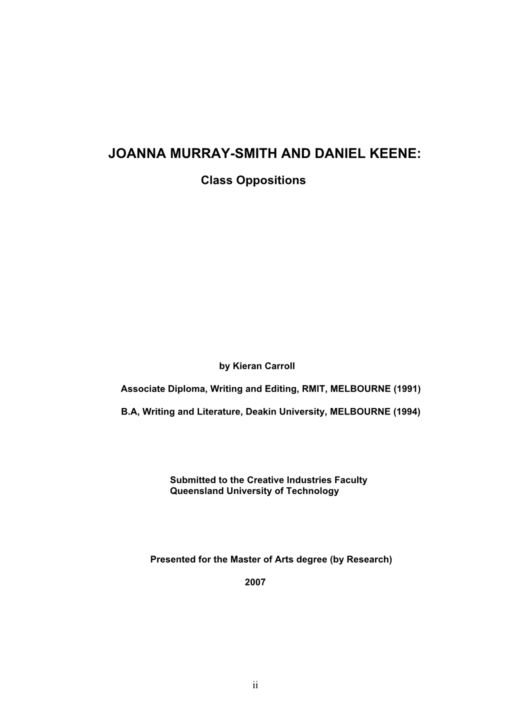 Joanna Murray-Smith and Daniel Keene