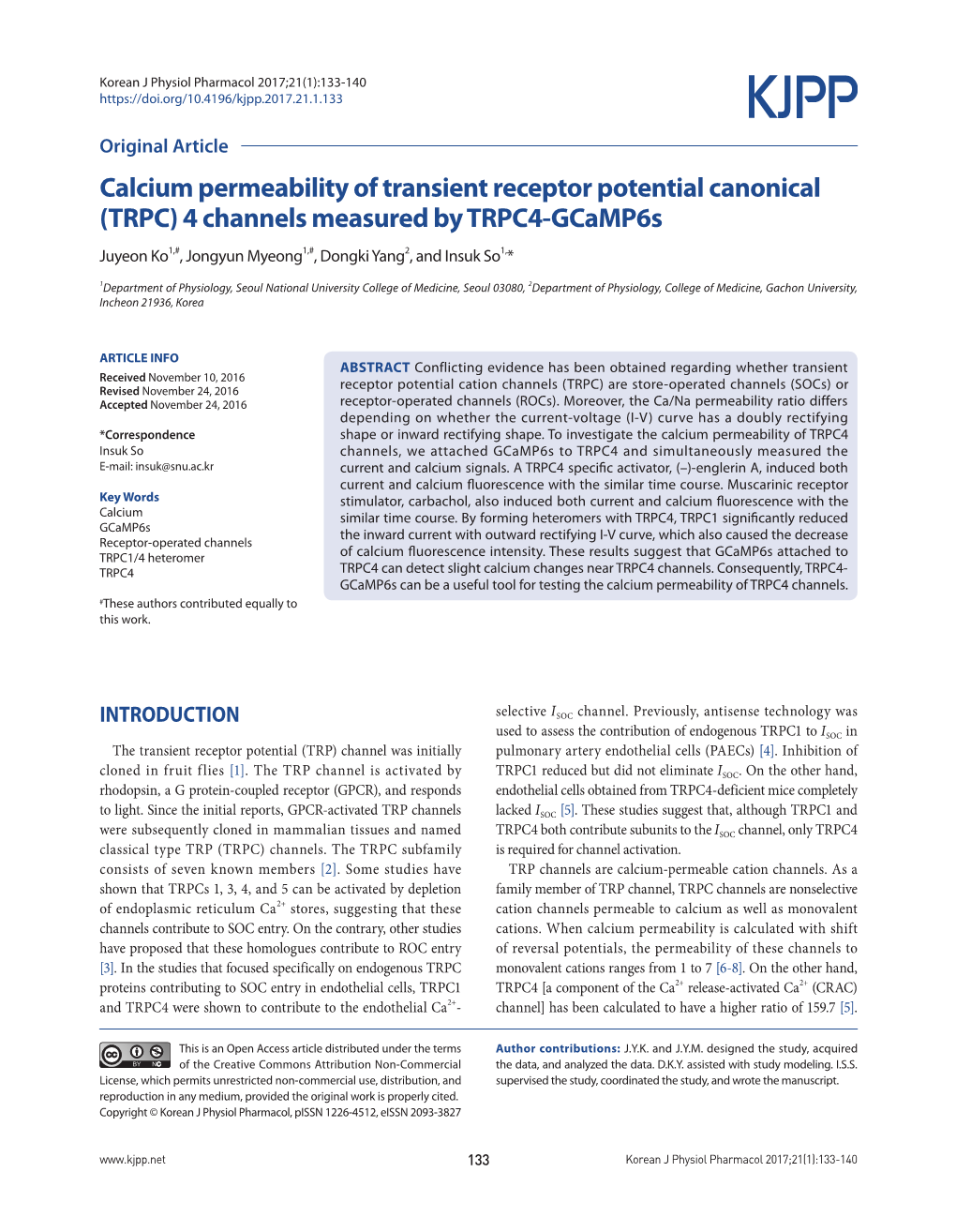 Calcium Permeability of Transient Receptor Potential Canonical (TRPC