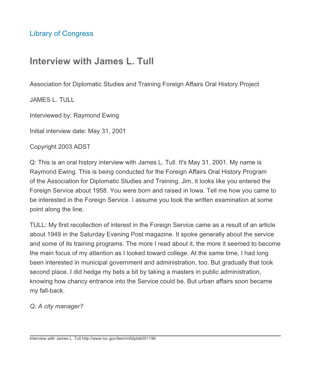 Interview with James L. Tull