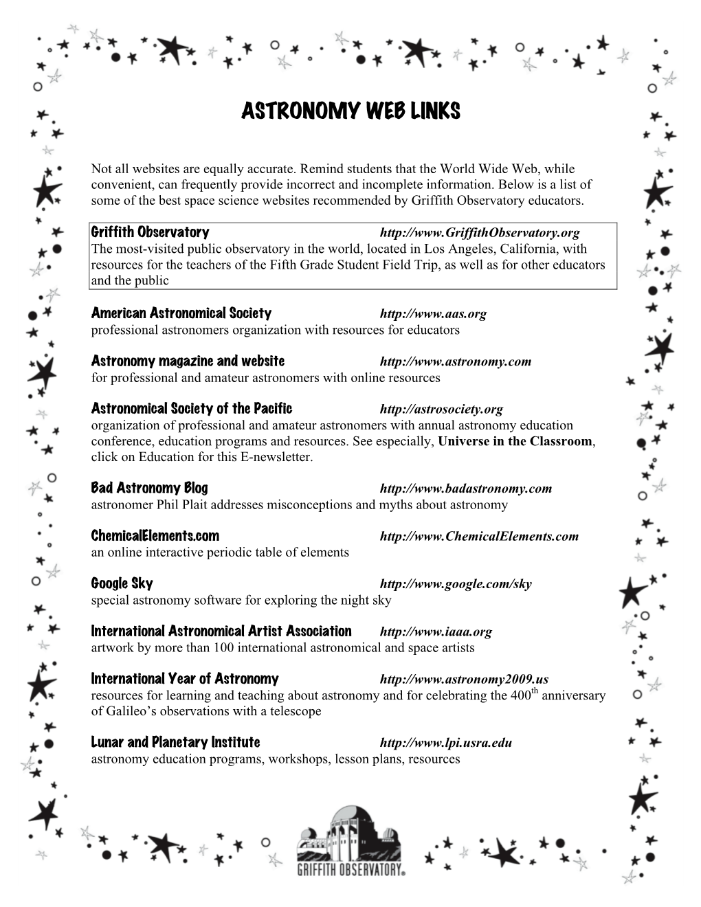 Astronomy Resources on The