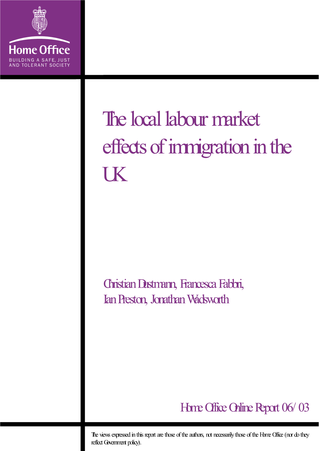 The Local Labour Market Effects of Immigration in the UK