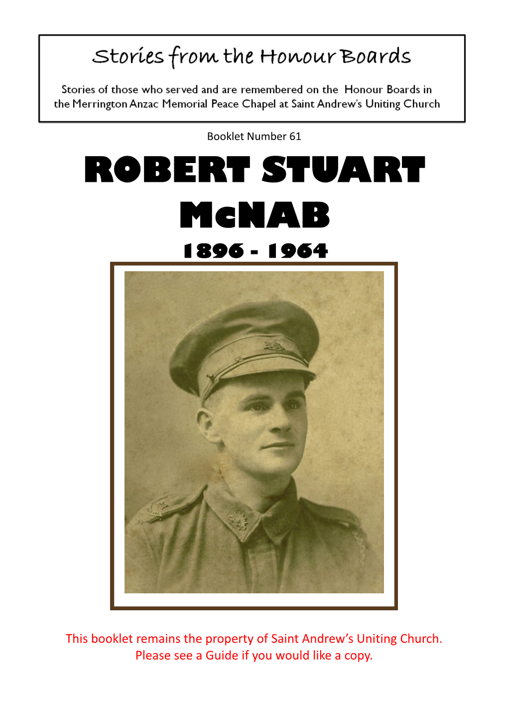 ROBERT STUART Mcnab 1896 - 1964