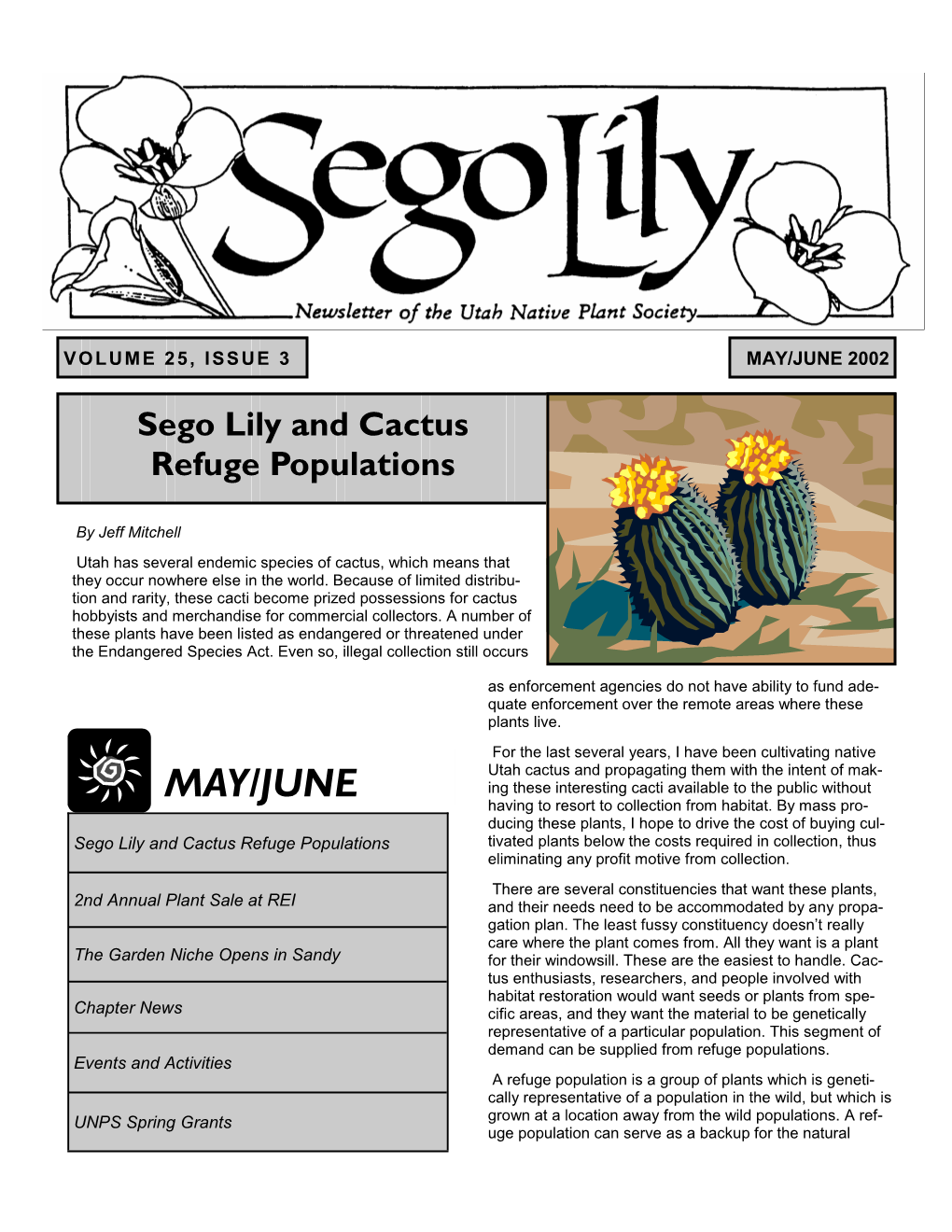 Sego Lily and Cactus Refuge Populations