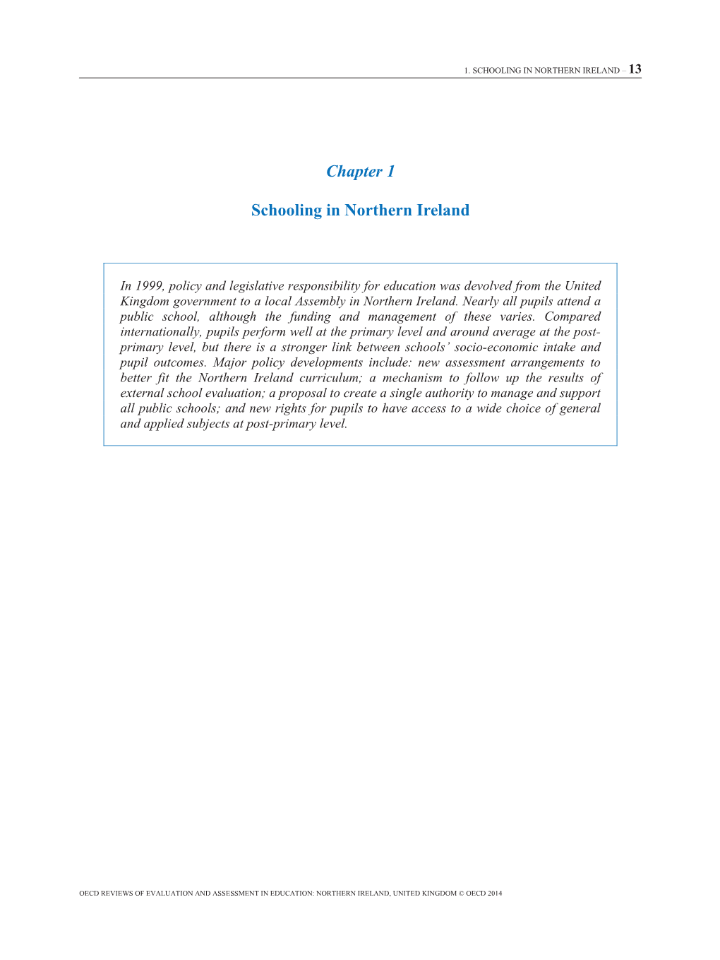 Chapter 1 Schooling in Northern Ireland