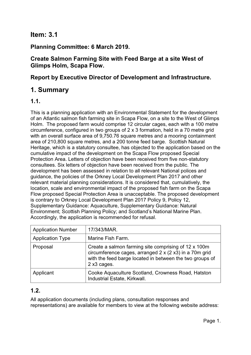 Proposed Creation of Salmon Farm