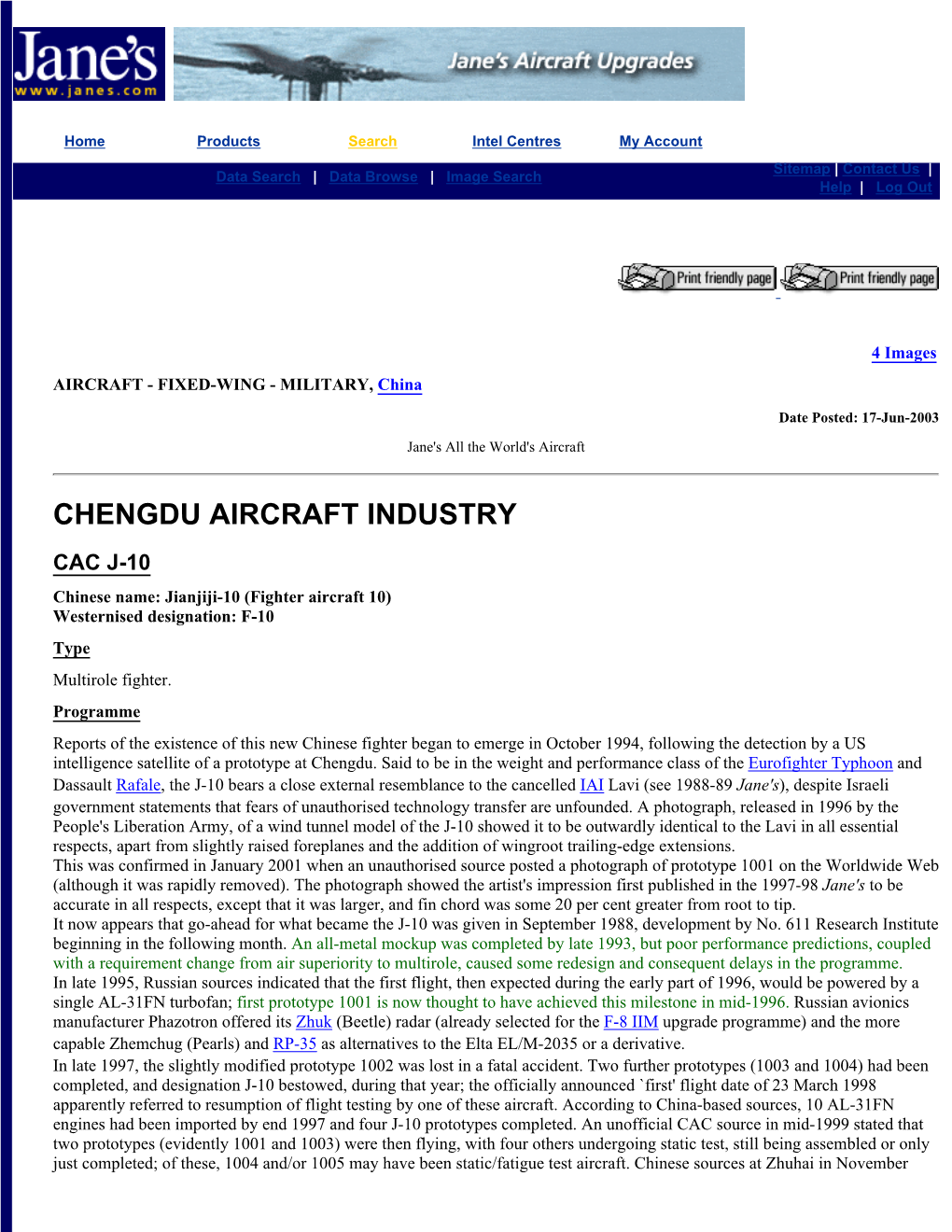 MILITARY/China/CHENGDU AIRCRAFT INDUSTRY/CAC J-10