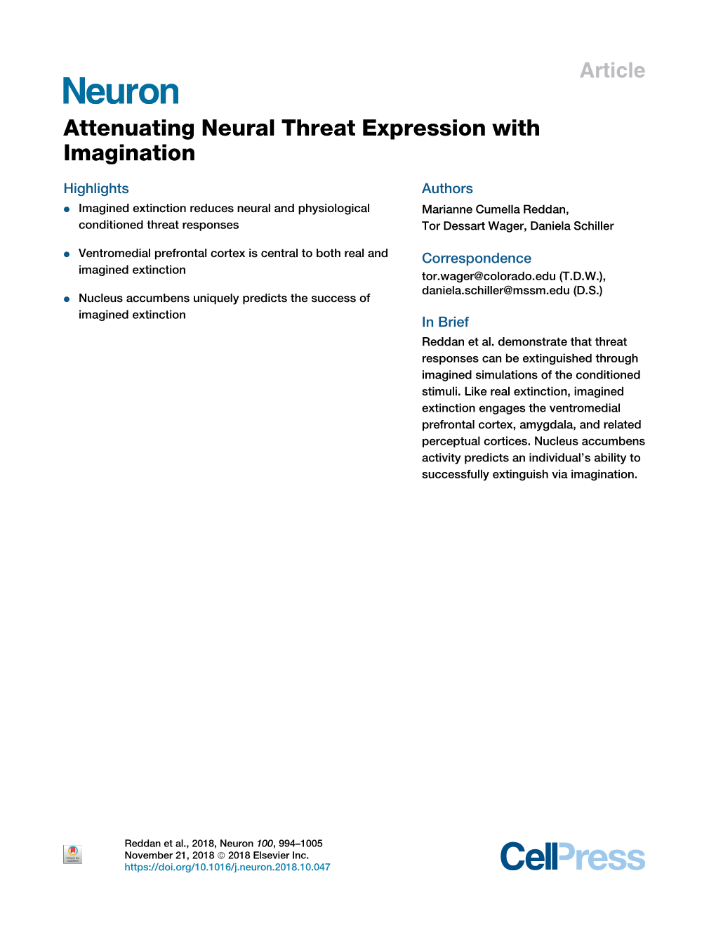 Attenuating Neural Threat Expression with Imagination