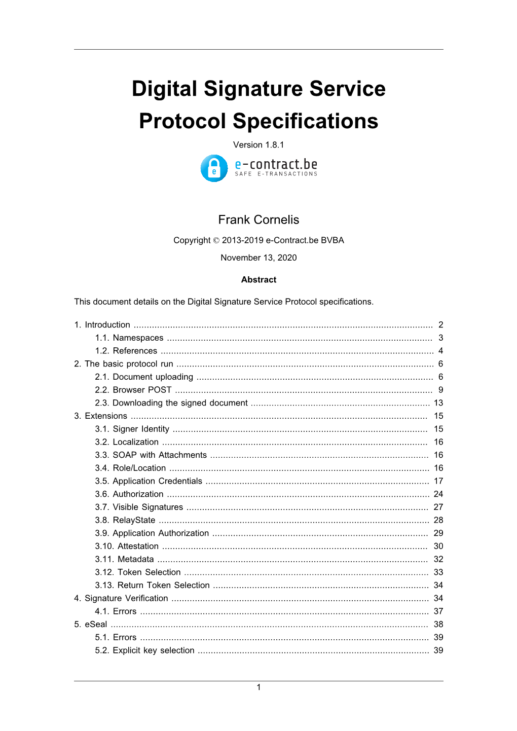 Digital Signature Service Protocol Specifications 1.8.1