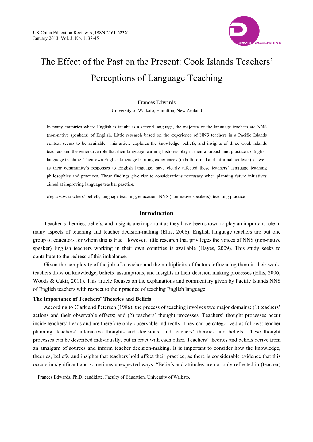 Cook Islands Teachers' Perceptions of Language Teaching