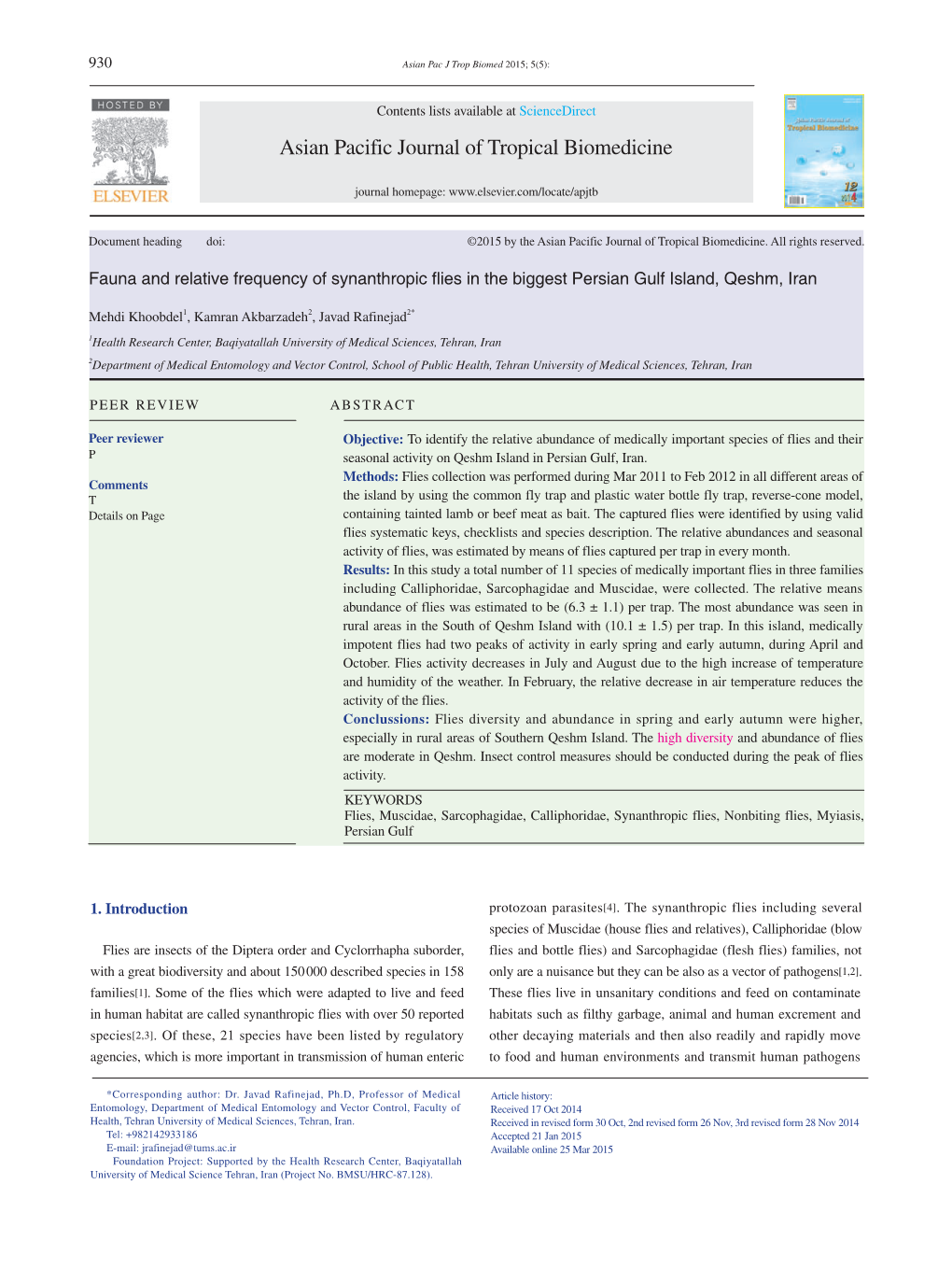 Asian Pacific Journal of Tropical Biomedicine
