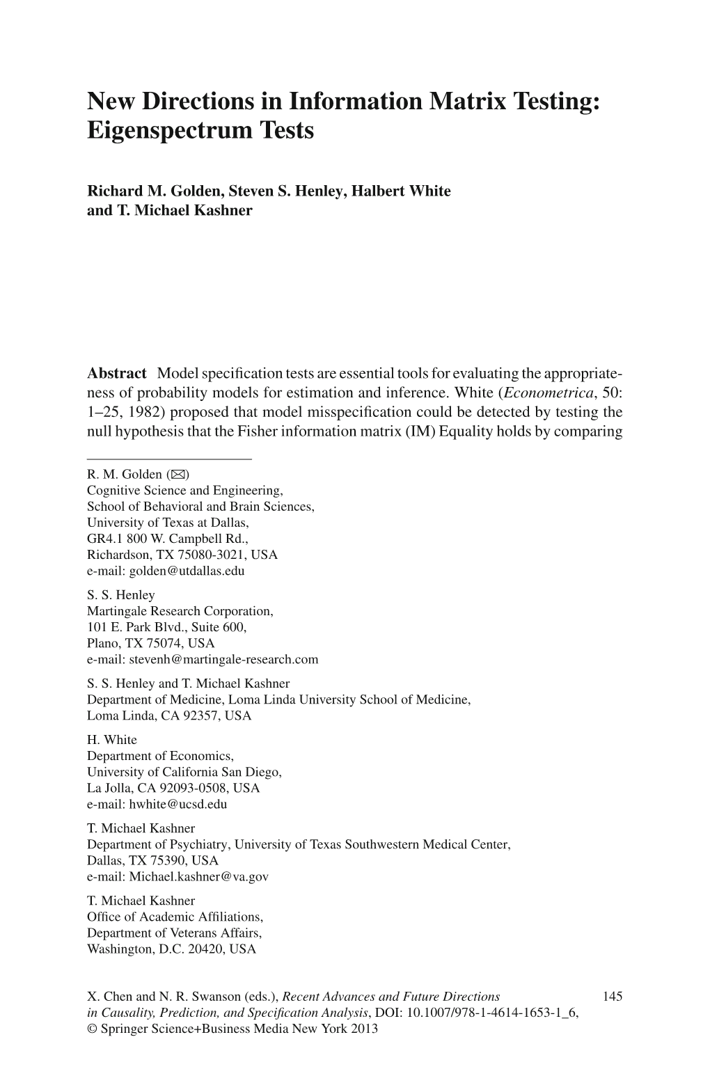 New Directions in Information Matrix Testing: Eigenspectrum Tests