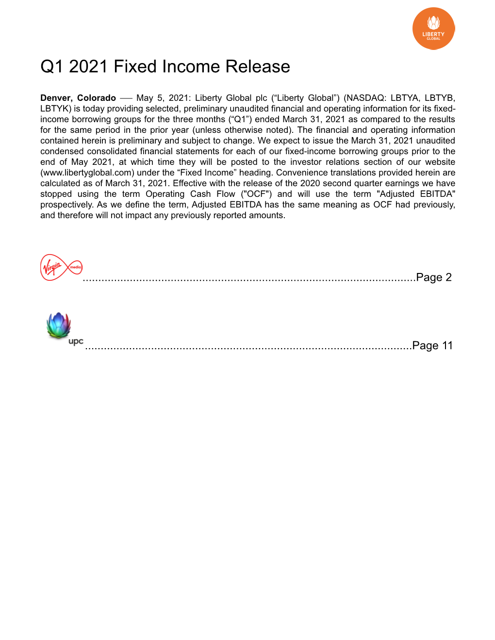 Q1 2021 Fixed Income Release