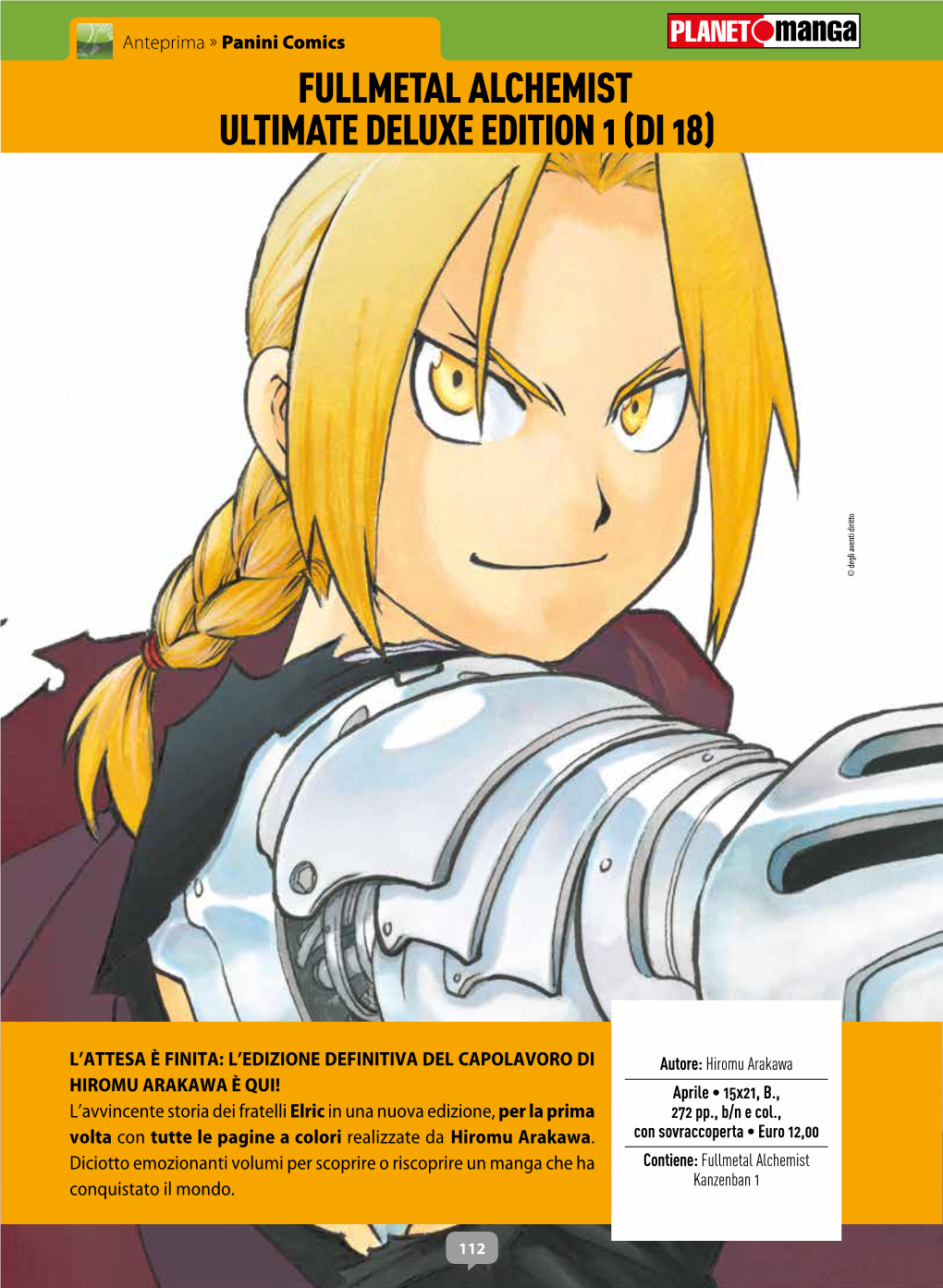 FULLMETAL ALCHEMIST ULTIMATE DELUXE EDITION 1 (DI 18) © Degli Aventi Diritto © Degli Aventi