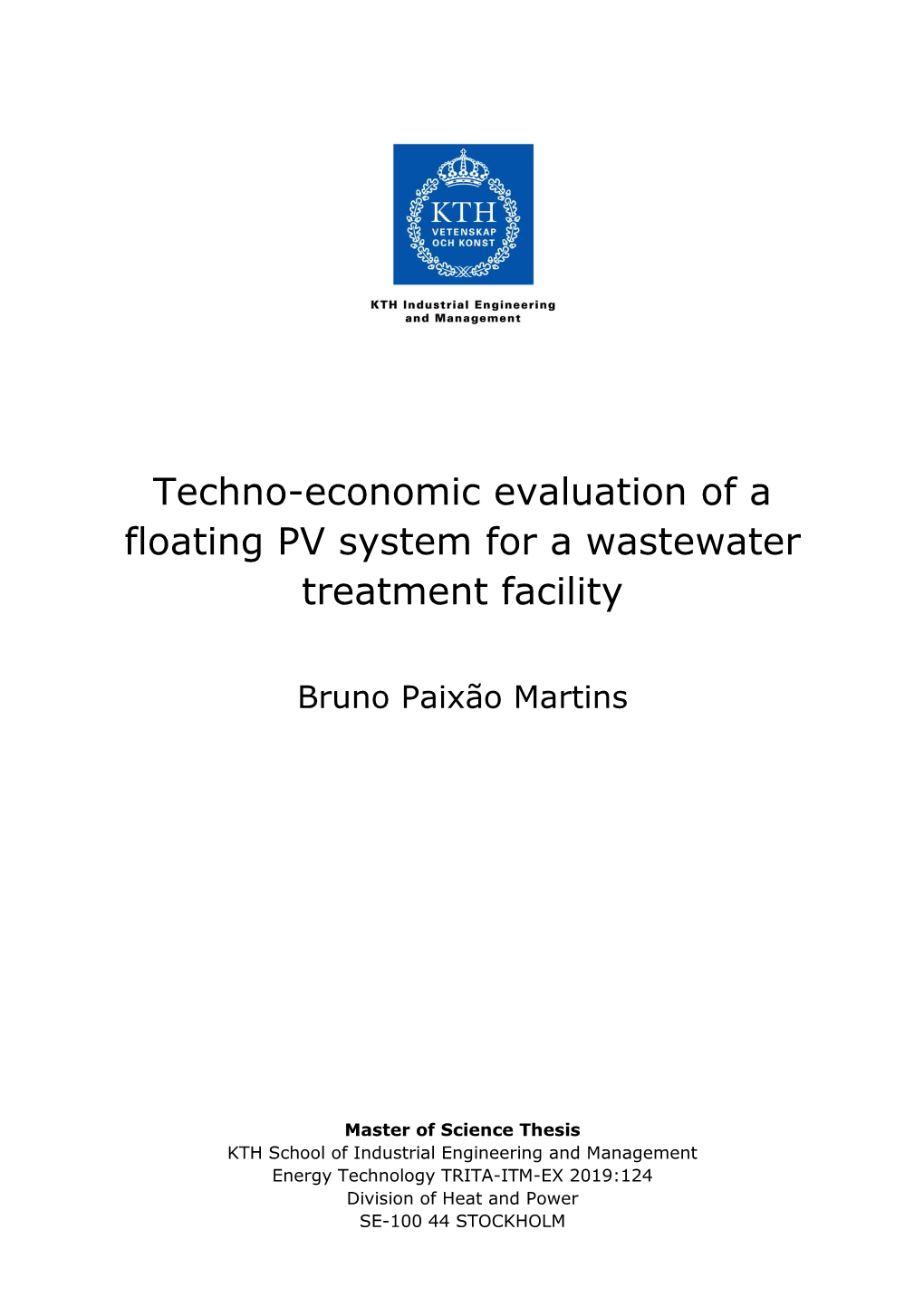 Techno-Economic Evaluation of a Floating PV System for a Wastewater Treatment Facility